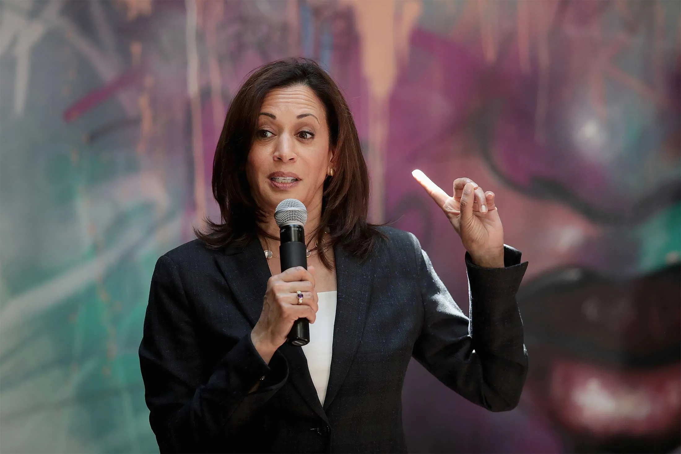 Kamala Harris speaks&nbsp;during a campaign stop&nbsp;in Dubuque, Iowa on June 10.&nbsp;