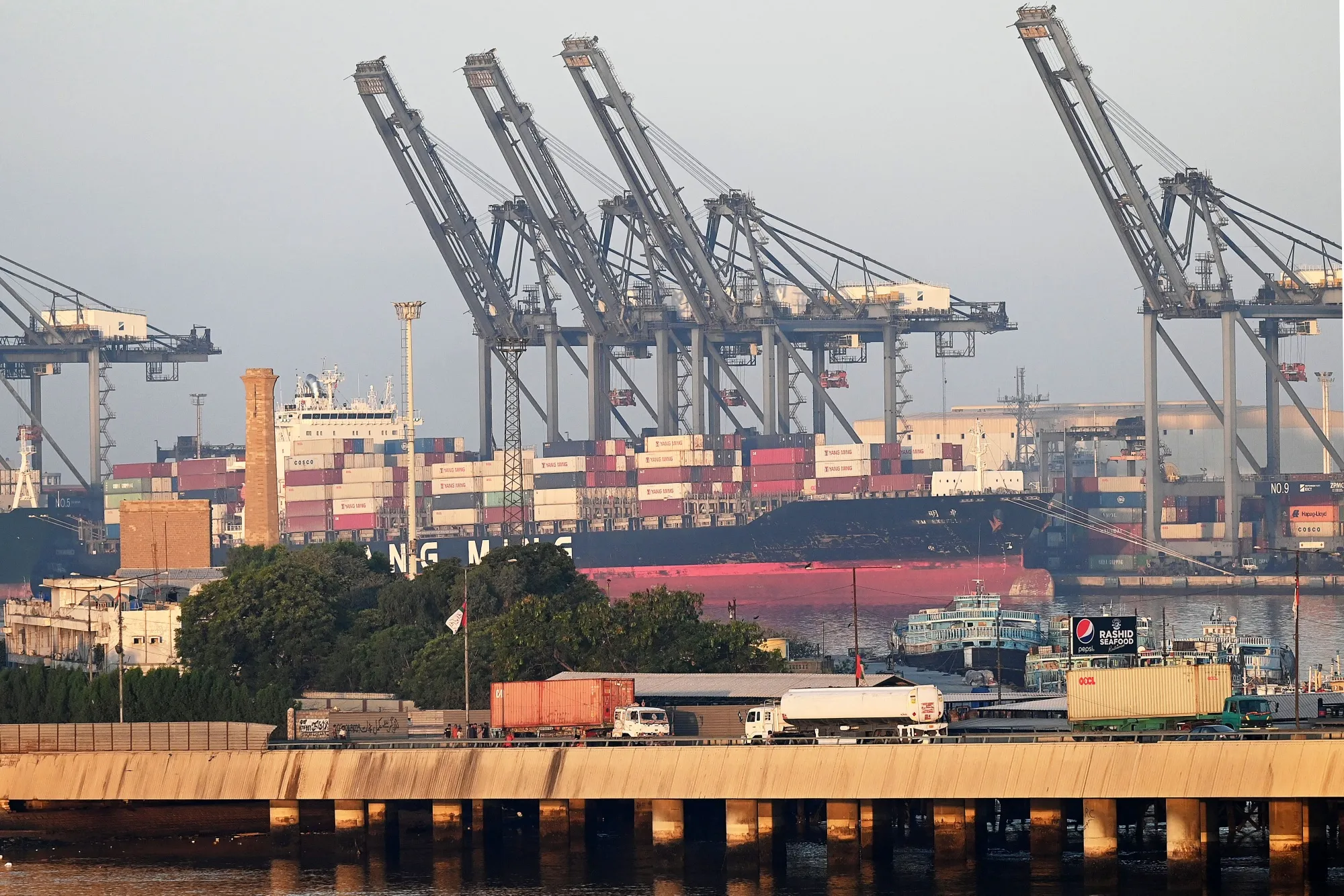 Shipping containers at the port of Karachi, Pakistan.