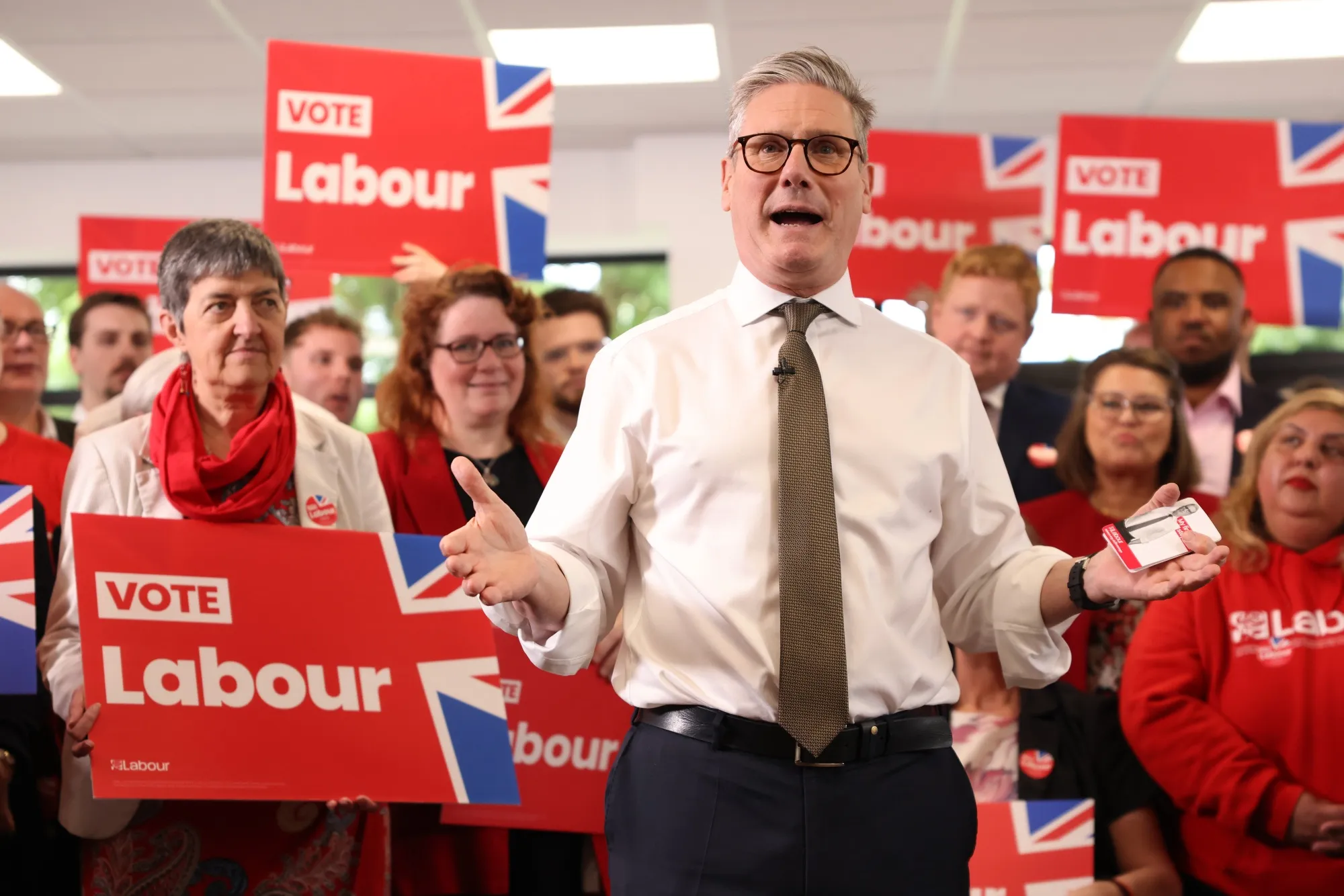 Keir Starmer during a Labour campaign rally in Worcester, UK, on May 29.