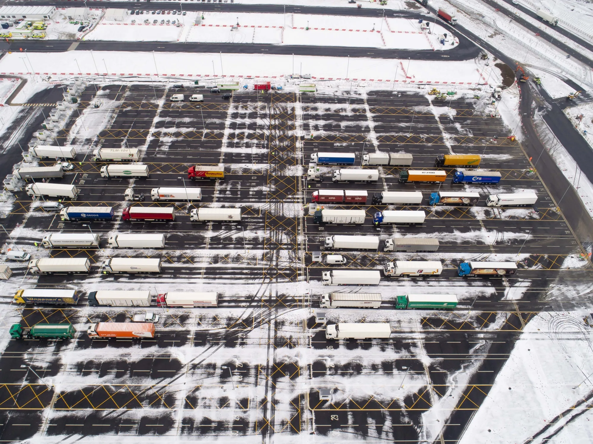Brexit Truck Parks Covered In Snow