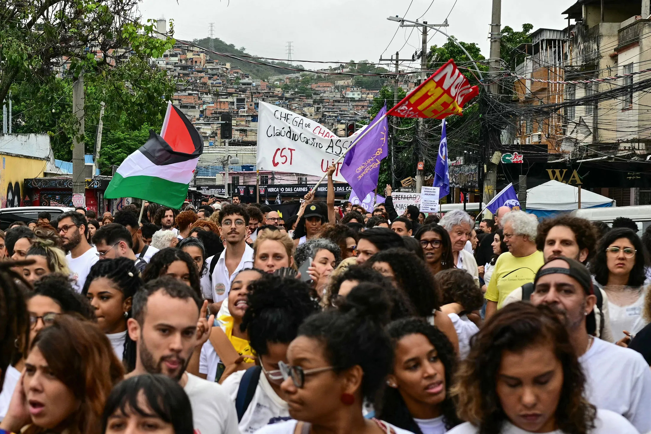 Protesters demonstrate following the Oct. 28 police crackdown, in Rio de Janeiro, on Oct. 31.