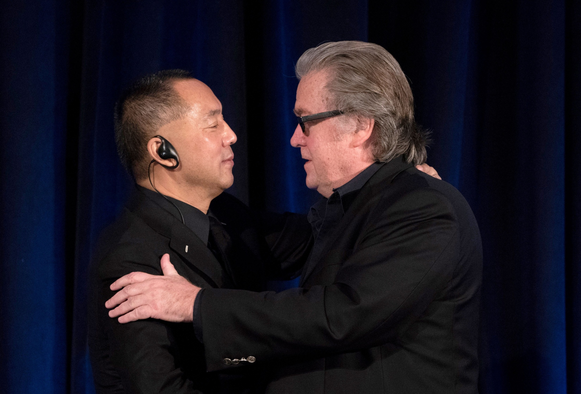 Steve Bannon, right, and Guo Wengui in 2018.&nbsp;&nbsp;Guo sued UBS Group AG in London.&nbsp;