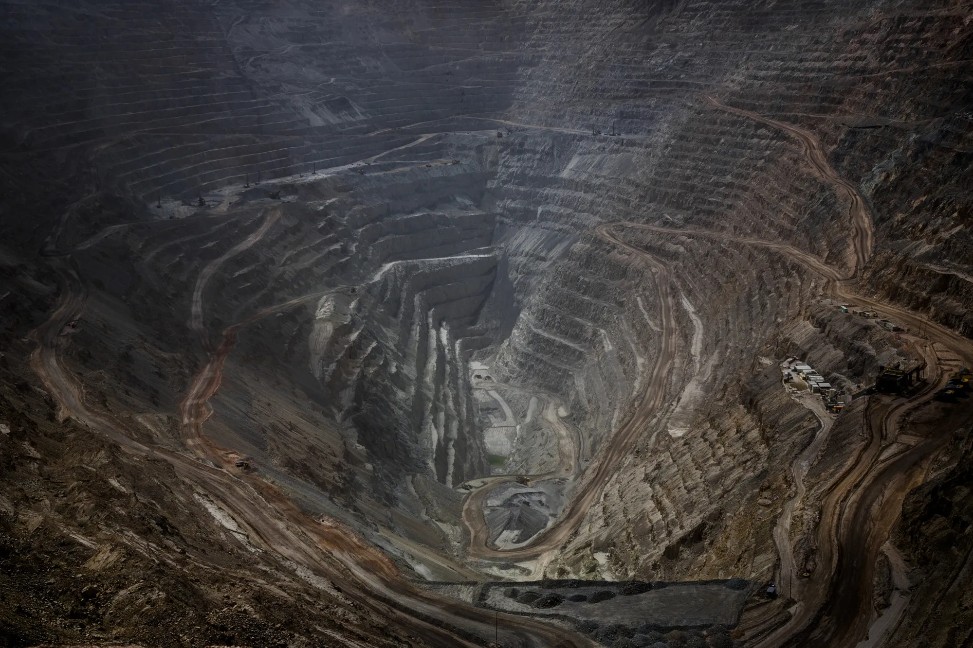 The Codelco Chuquicamata open pit copper mine near is being replaced by an underground mine at the same site as part of a $20 billion upgrade plan.