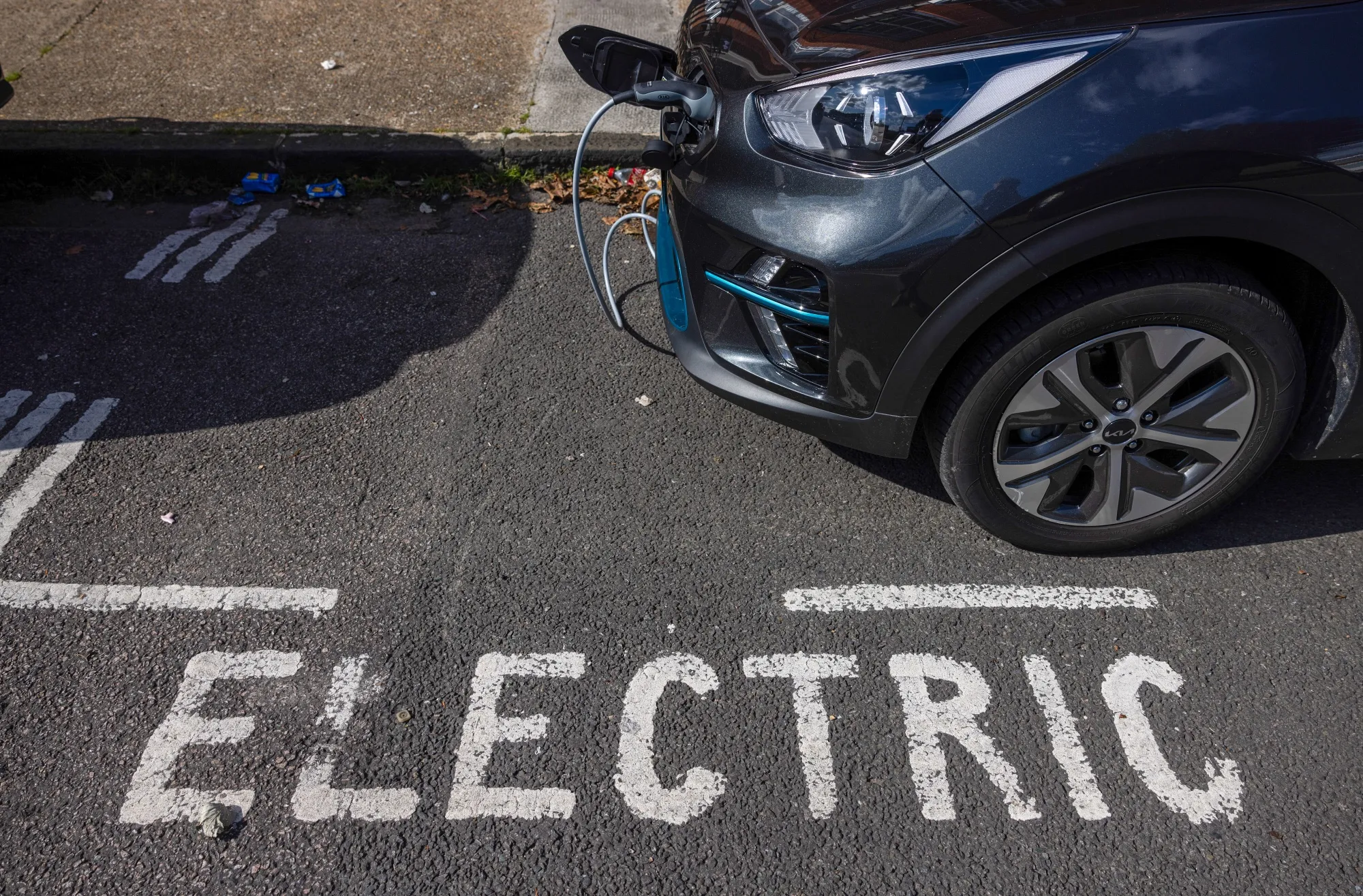 An electric vehicle charging point in London.