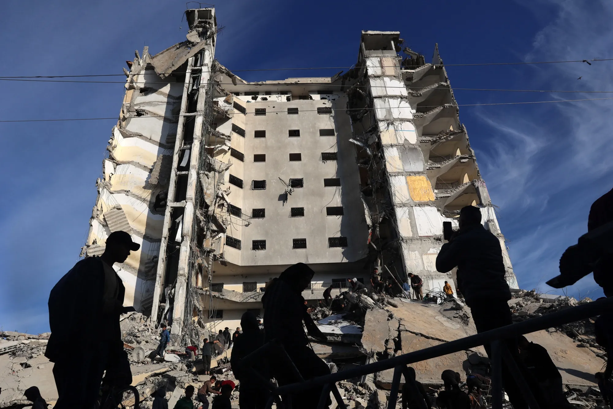 A residential building hit in an overnight Israeli air strike in Rafah on March 9.