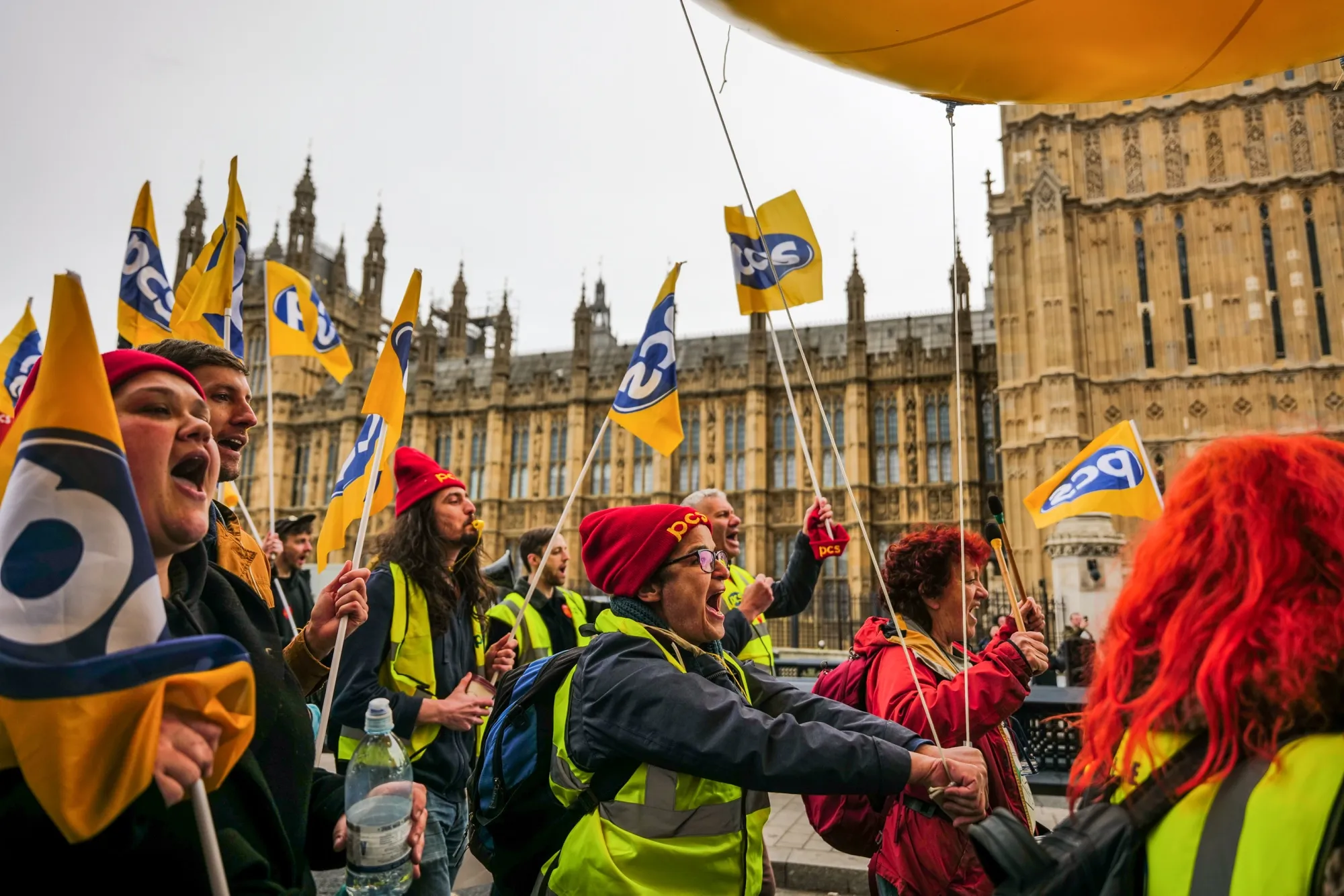 Striking civil servants march through Westminster, London, in March.