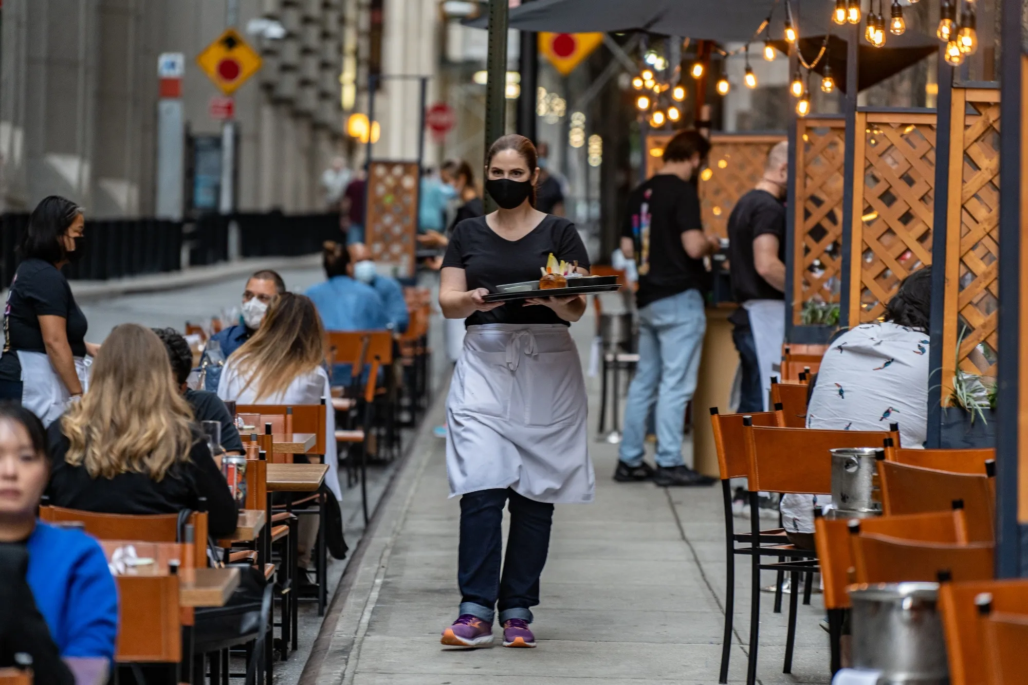 An outside dining area in New York, U.S., Sept. 26.