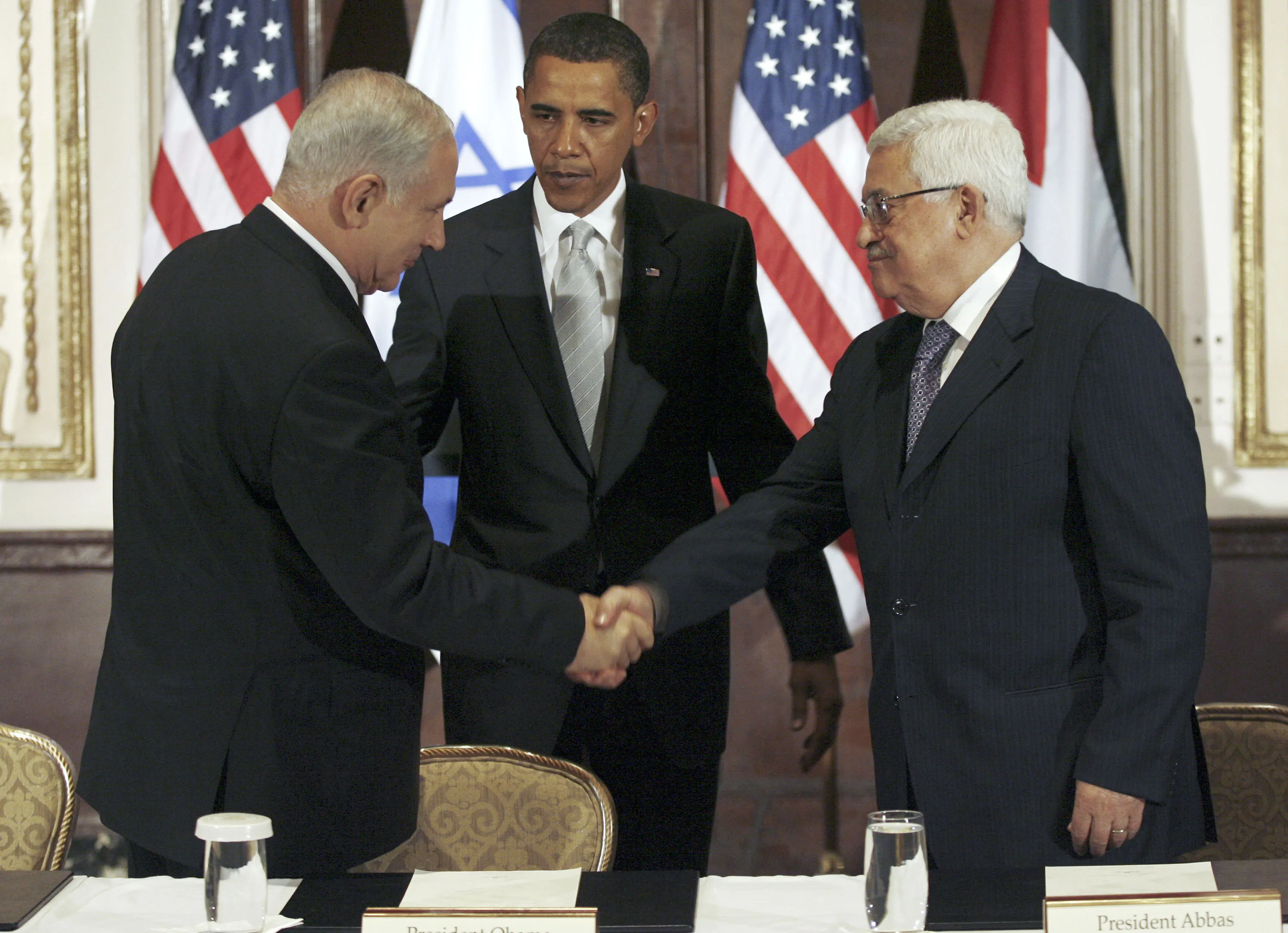 How'd&nbsp;this work out? Netanyahu, Abbas and Obama in September 2009.&nbsp;Photographer: John Angelillo/Pool via Bloomberg