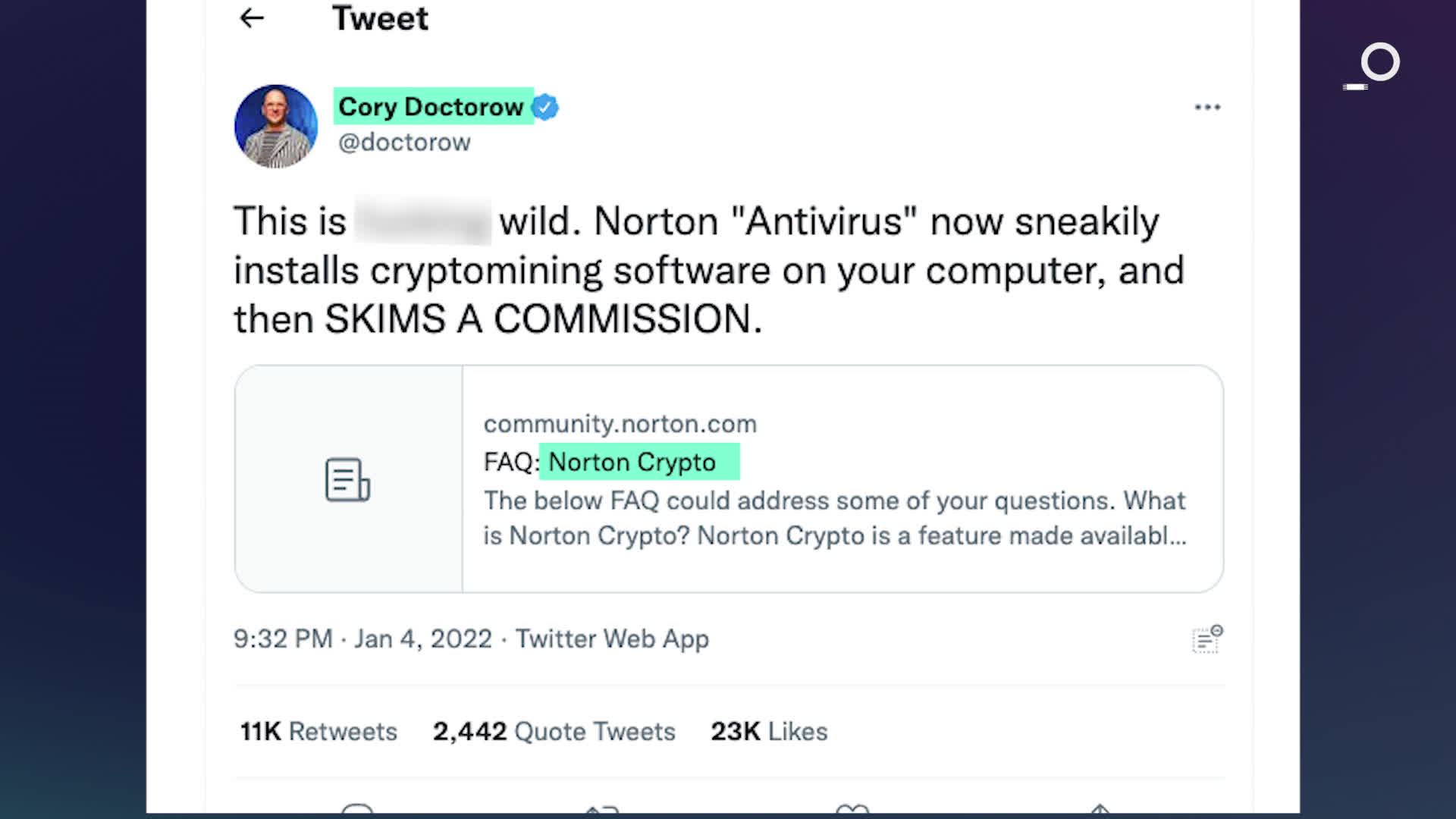 Watch Is Norton Software Skimming a Crypto Commission? - Bloomberg