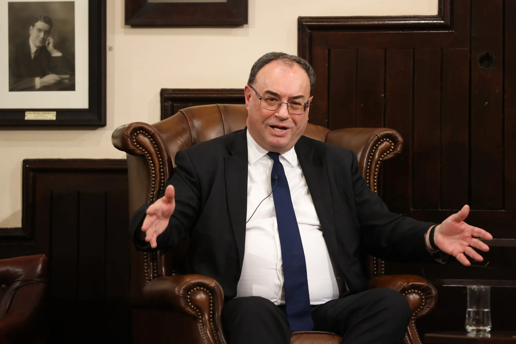 Andrew Bailey speaking at The Cambridge Union in Cambridge, U.K., on Nov. 25.