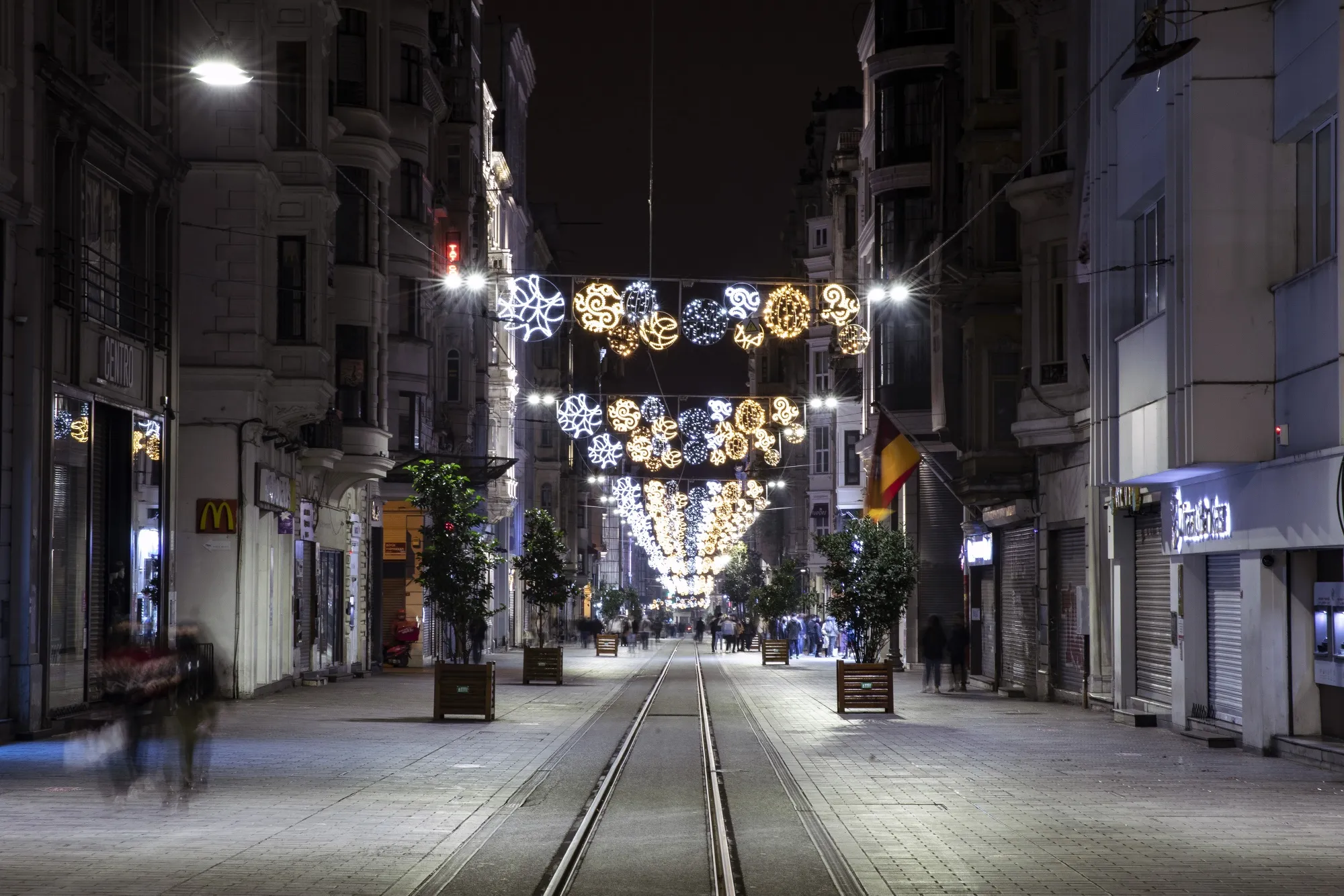Closed stores during a weekend curfew in the Taksim district of Istanbul.