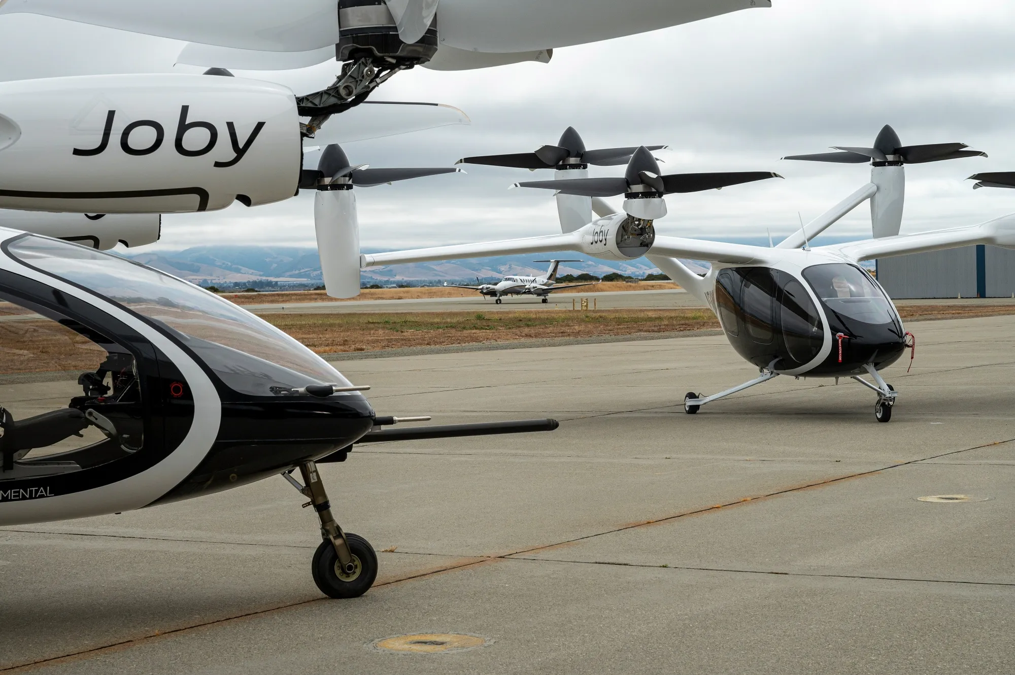 Joby Aviation's electric vertical take-off and landing&nbsp;aircraft in Marina, California.