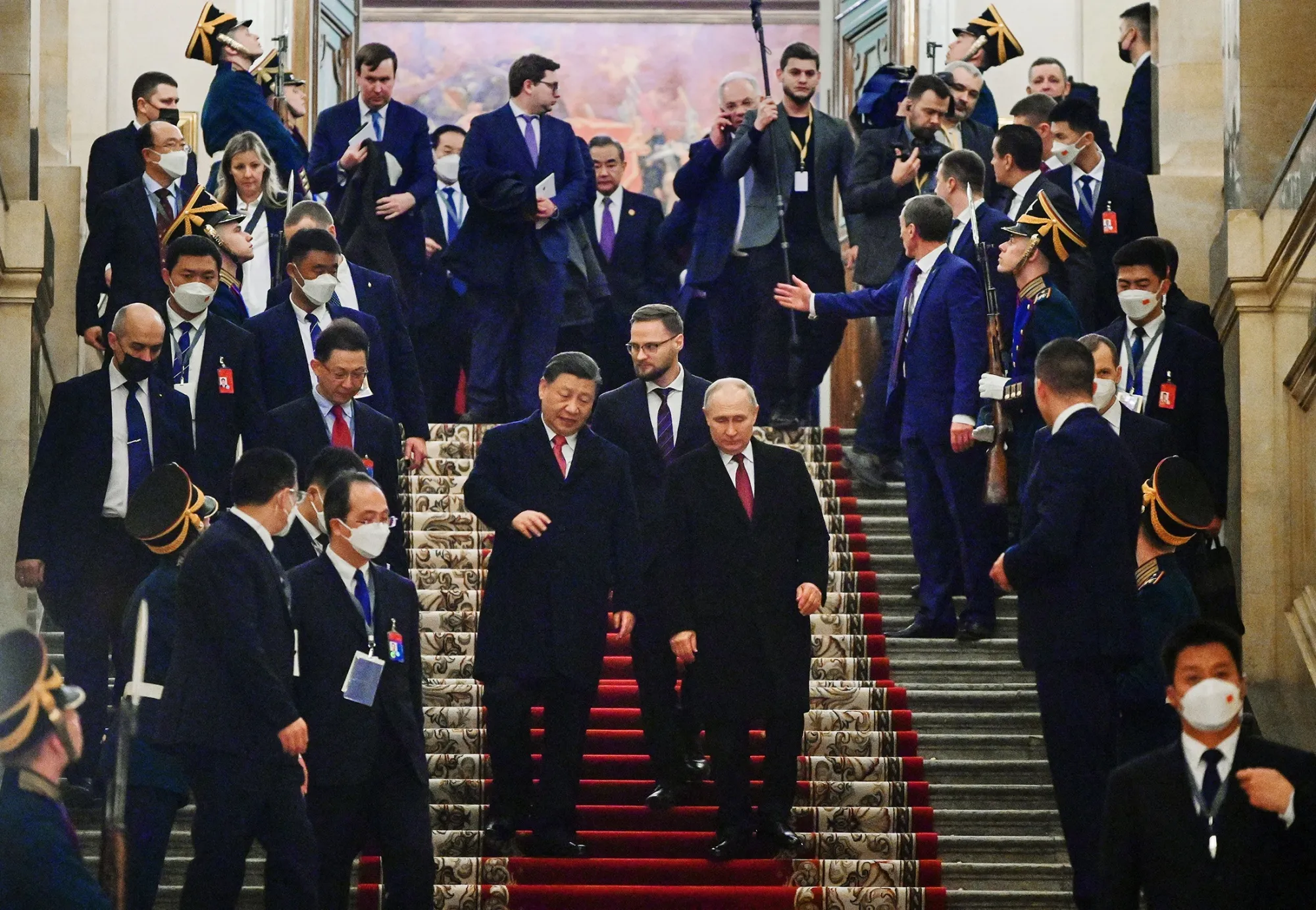 Vladimir Putin and Xi Jinping at the Kremlin in Moscow, in March.