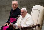 Pope Francis holds his weekly general audience in the Paul VI hall at the Vatican.