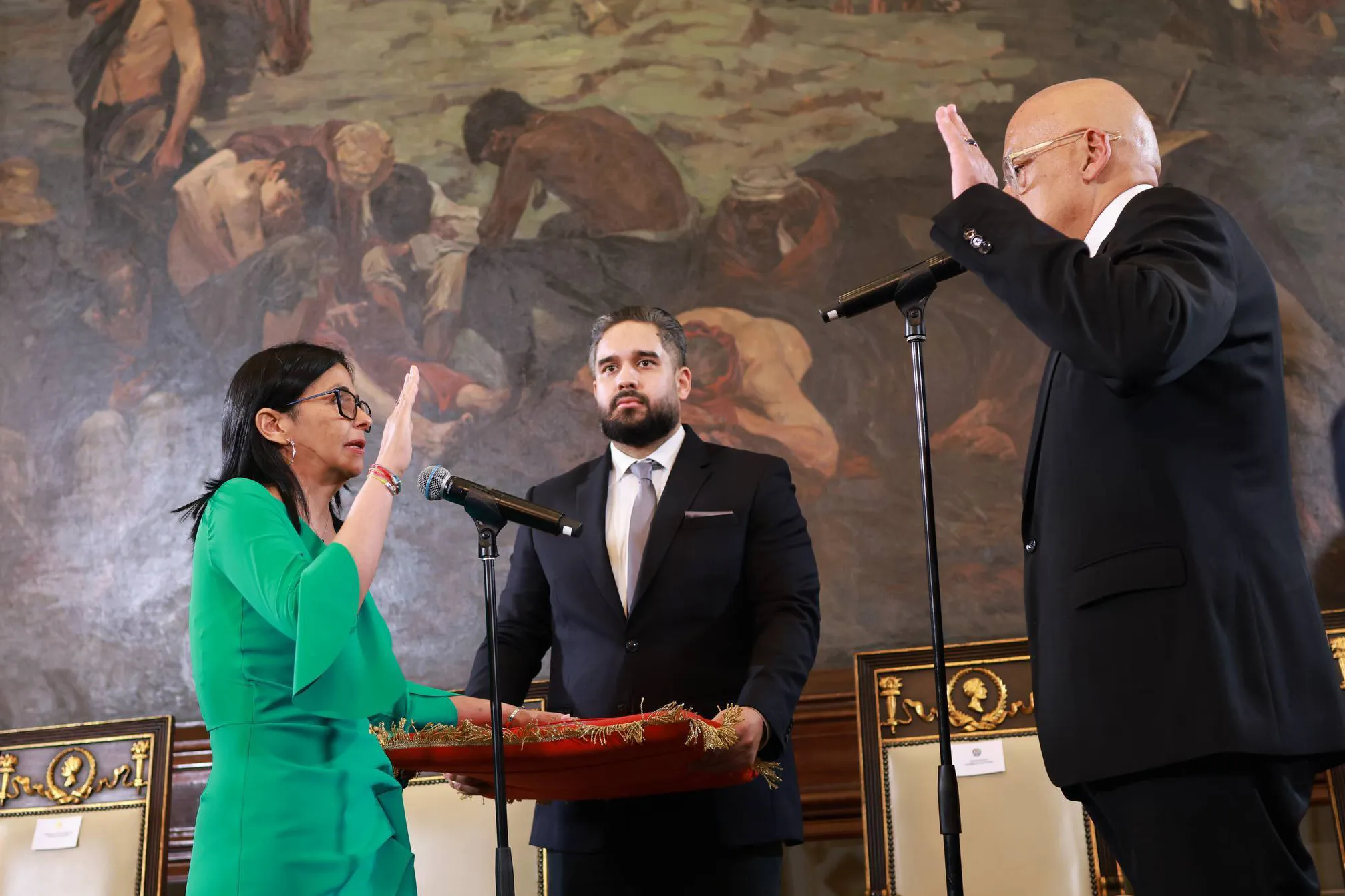 Delcy Rodríguez is sworn in as acting president of Venezuela&nbsp;in Caracas in a photo released by the&nbsp;Venezuelan National Assembly on Jan. 5.&nbsp;