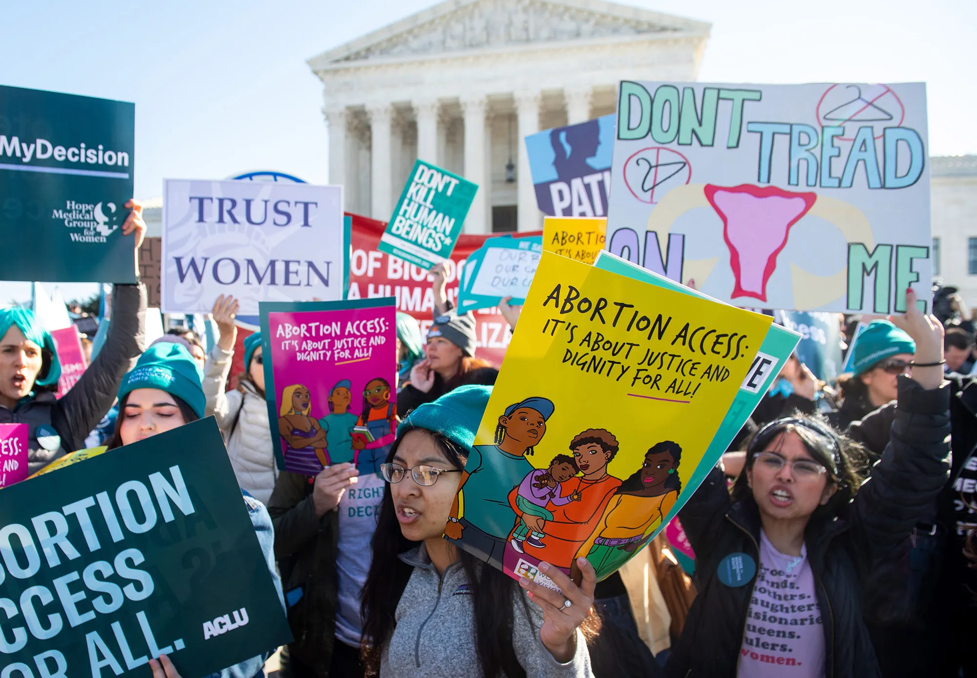 Demonstrators outside the U.S. Supreme Court in Washington, D.C., on March 4, 2020