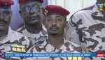 General Mahamat Idriss Deby during a state television broadcast announcing the death of his father, on April 20.