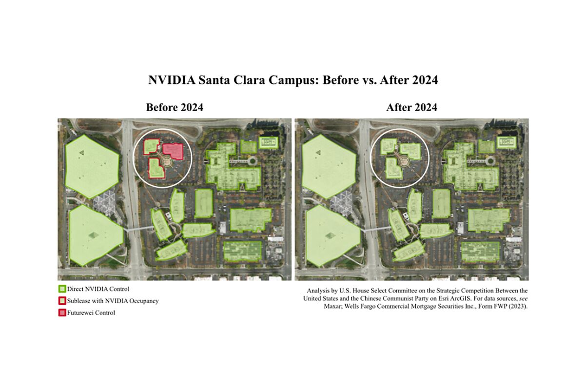 ブルームバーグのニュース記事「エヌビディア本社と住所一致のファーウェイ子会社、米議会が説明要求」の画像