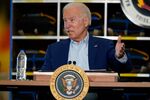 President Joe Biden speaks during a visit to the National Interagency Fire Center, Monday, Sept. 13, 2021, in Boise, Idaho. (AP Photo/Evan Vucci)