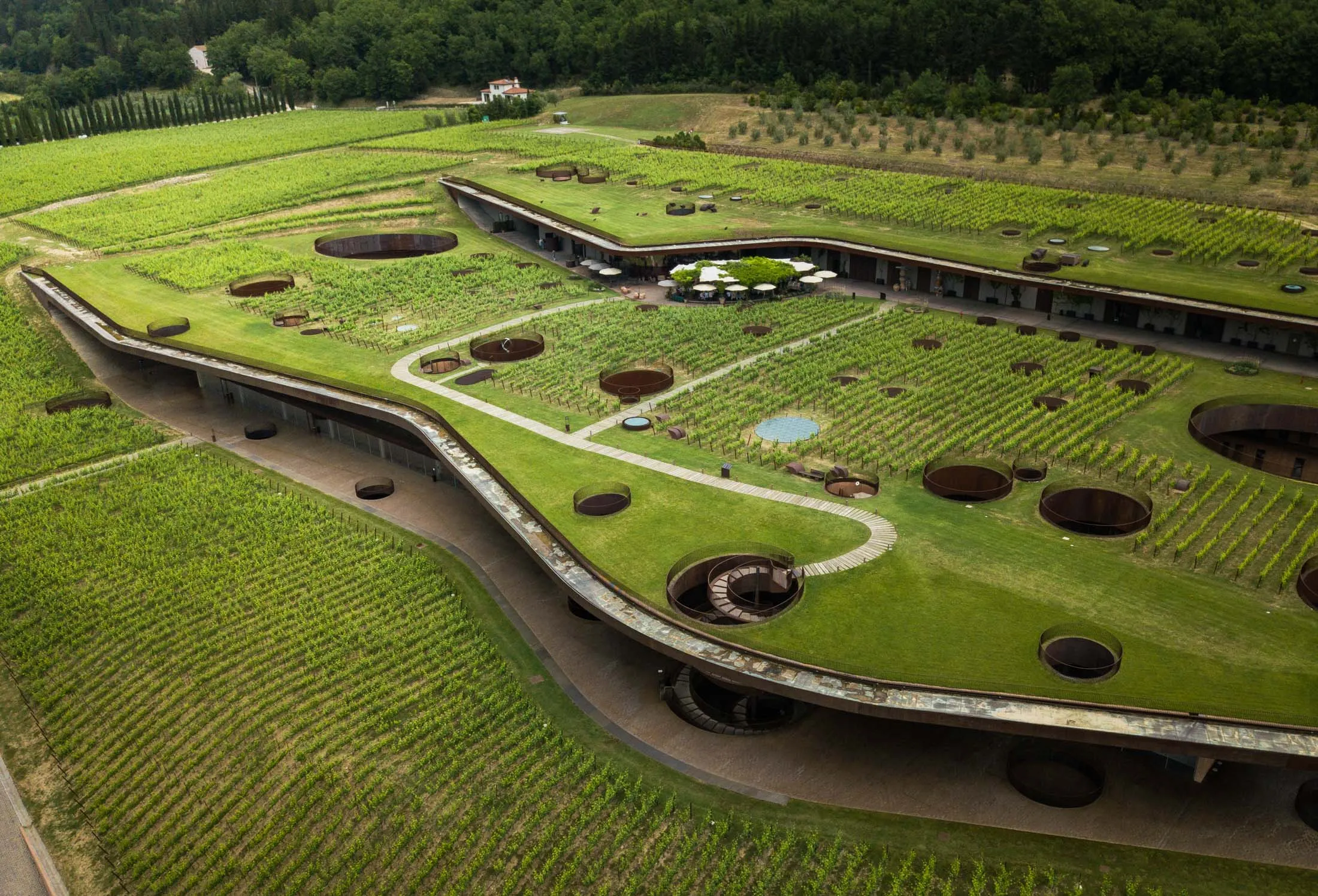 Antinori nel Chianti Classico, an architectural icon&nbsp;and top vineyard in&nbsp;Gaiole, Italy.