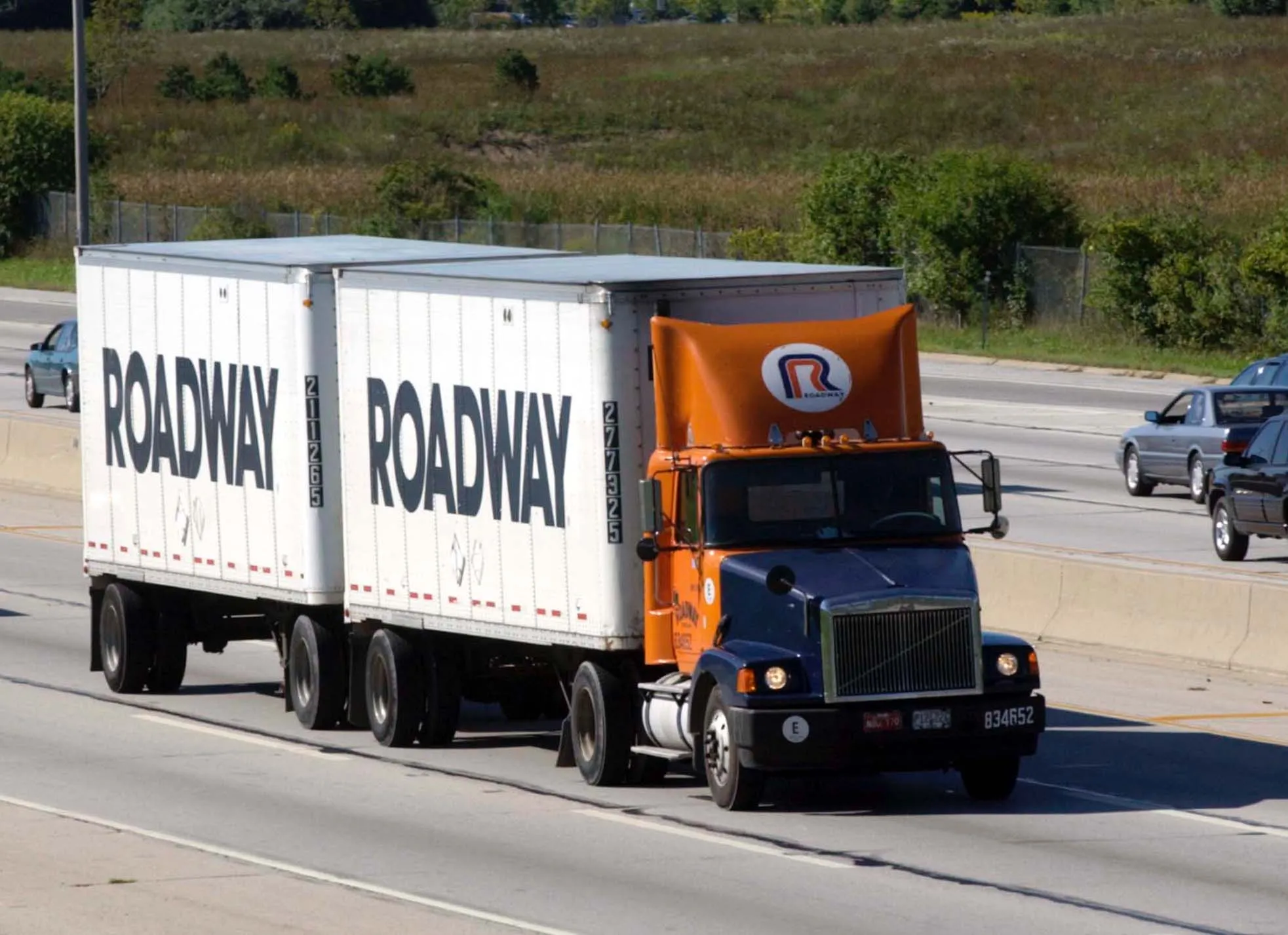 A Roadway tractor-trailer rig near Waukegan, Illinois. Truckers already grappling with an industry downturn now face higher fuel costs.
