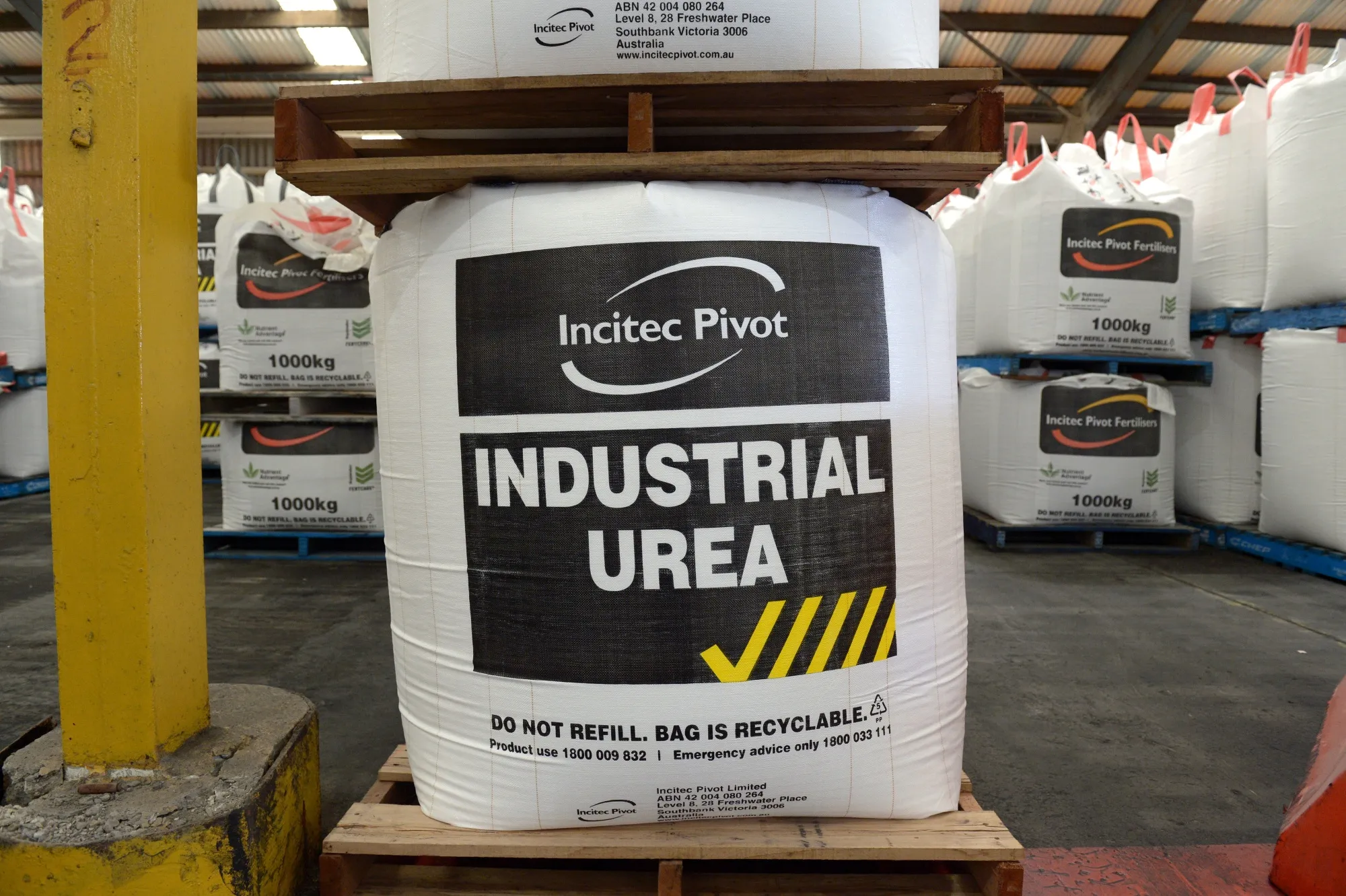 Bags of industrial urea at a Incitec Pivot Ltd. facility.