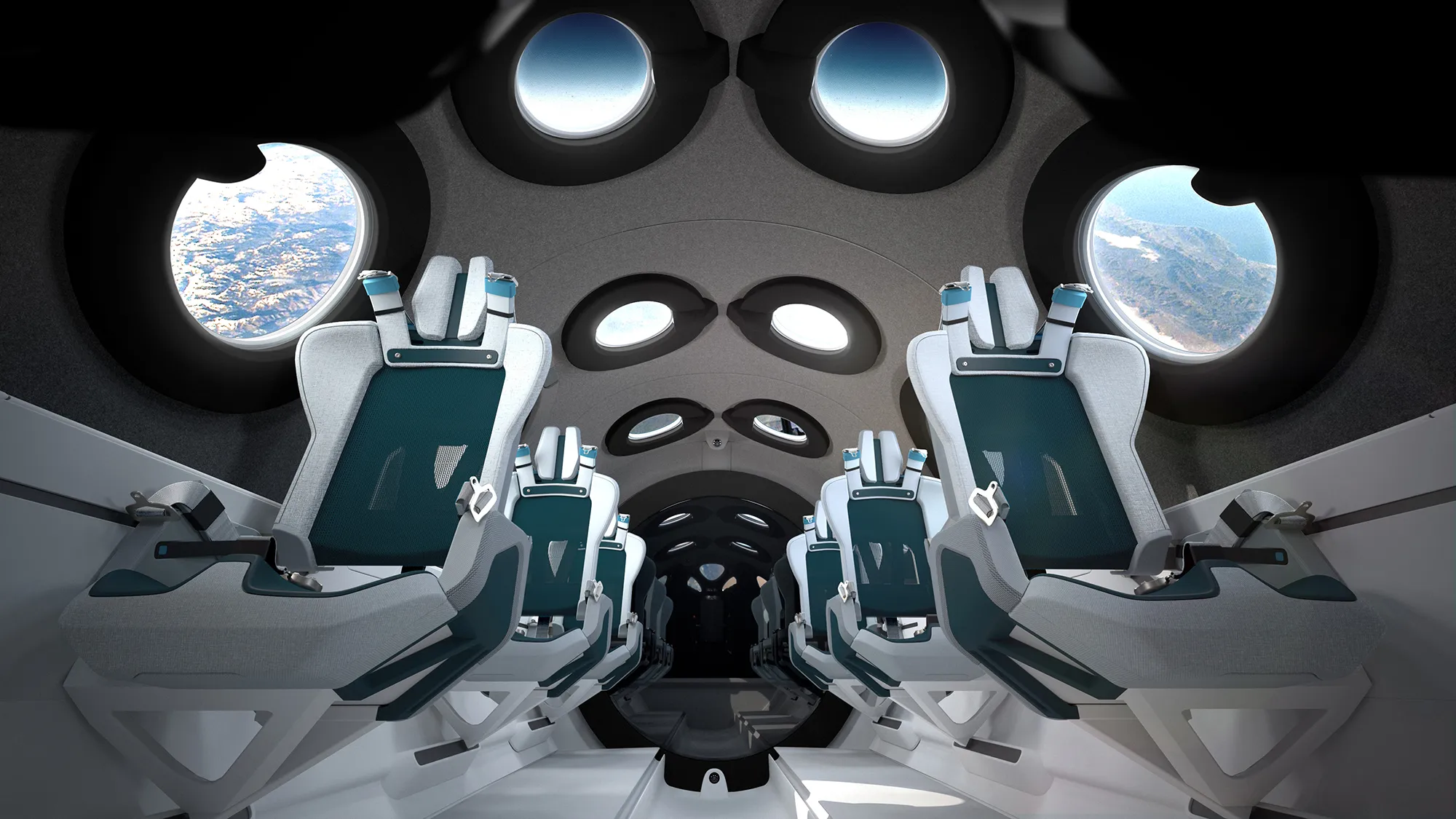 Virgin Galactic’s VSS Unity offers passengers multiple windows as well as several cameras to record their journey.