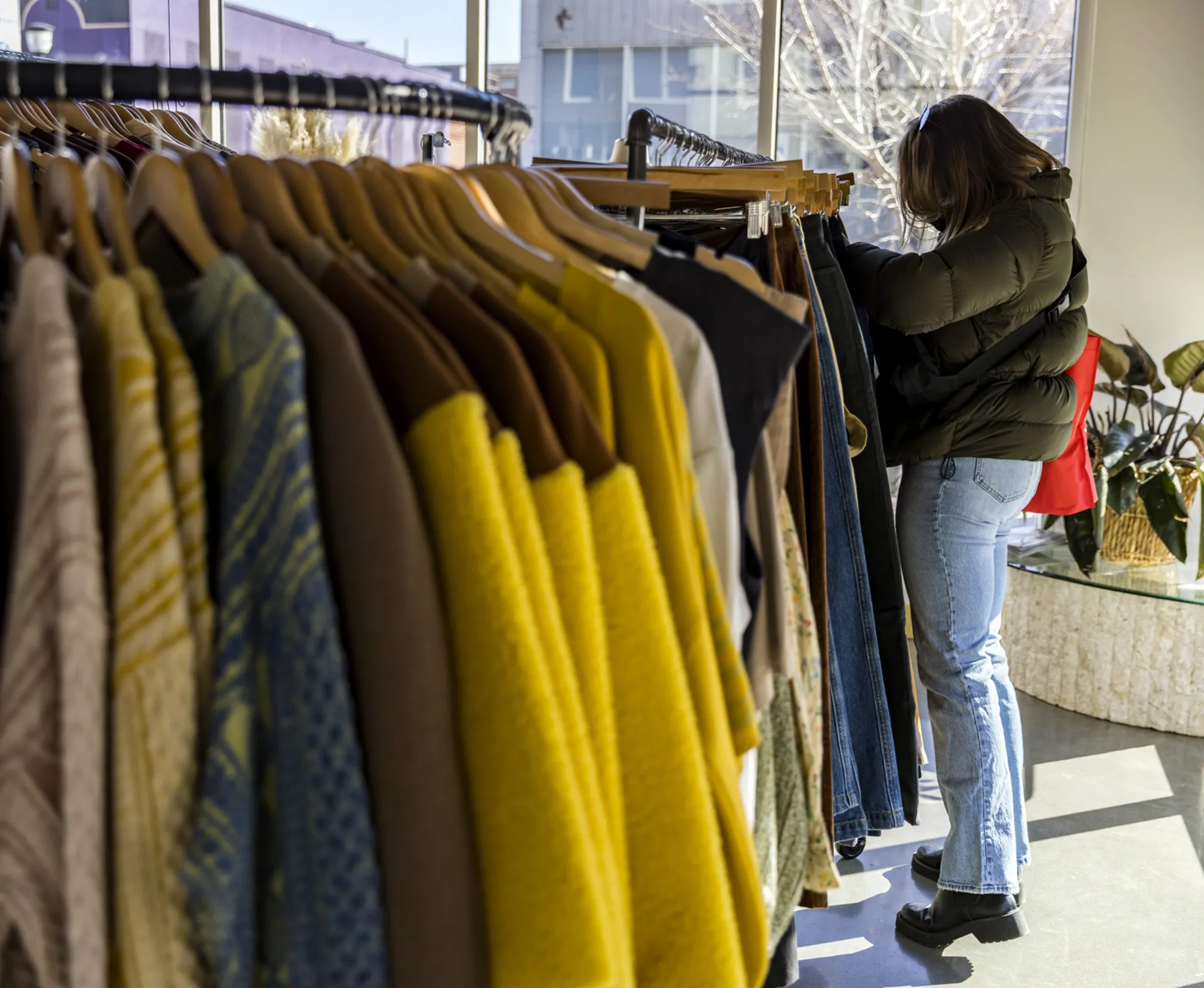 A shopper inside a&nbsp;clothing store in the East Village neighborhood of Des Moines, Iowa.