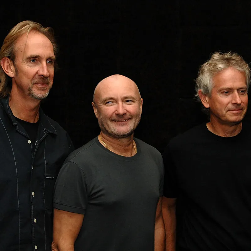 Musicians Mike Rutherford, Phil Collins and Tony Banks pose before talking about their band Genesis during a press conference at the Air Canada Centre on September 5, 2007 in Toronto. Photographer: Darryl James/Getty Images North America