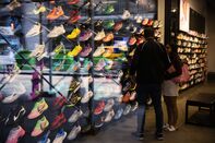 Shoppers at a sneaker store in New York.