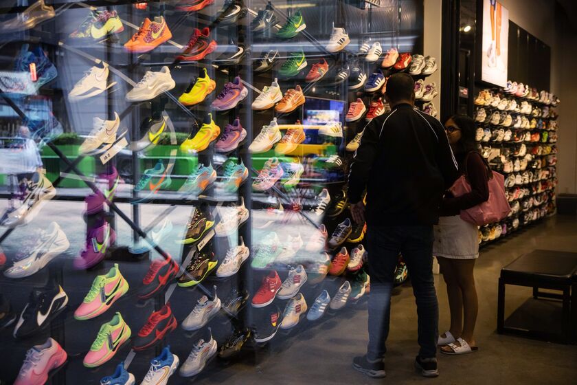 Shoppers at a sneaker store in New York.