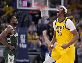 relates to Pacers hit franchise playoff best 22 3-pointers to beat Bucks 126-113 and take 3-1 lead in series
