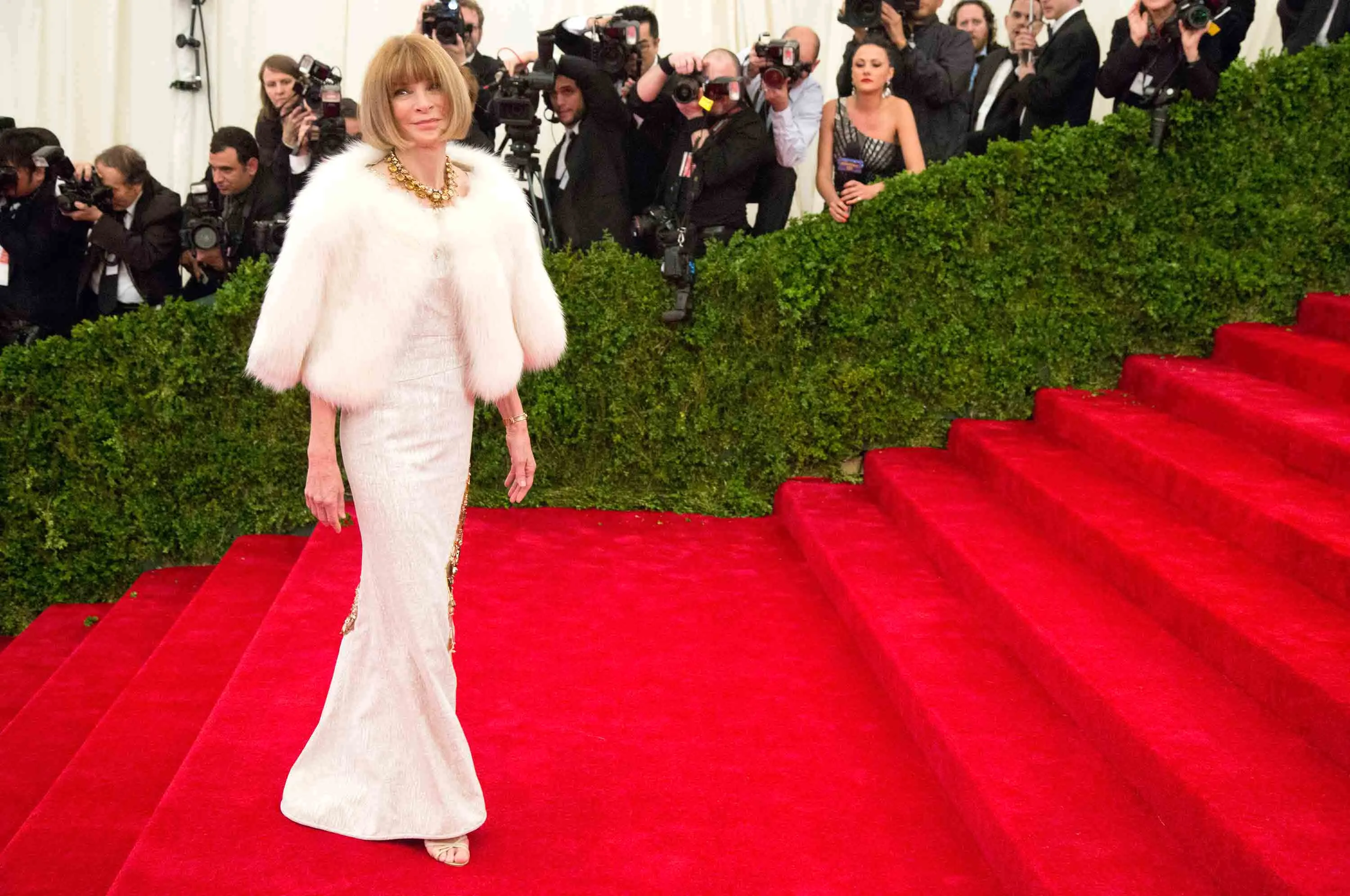 Anna Wintour arrives at the 2012 Metropolitan Museum of Art Costume Institute gala benefit in New York. Photographer: Charles Sykes/AP Photo