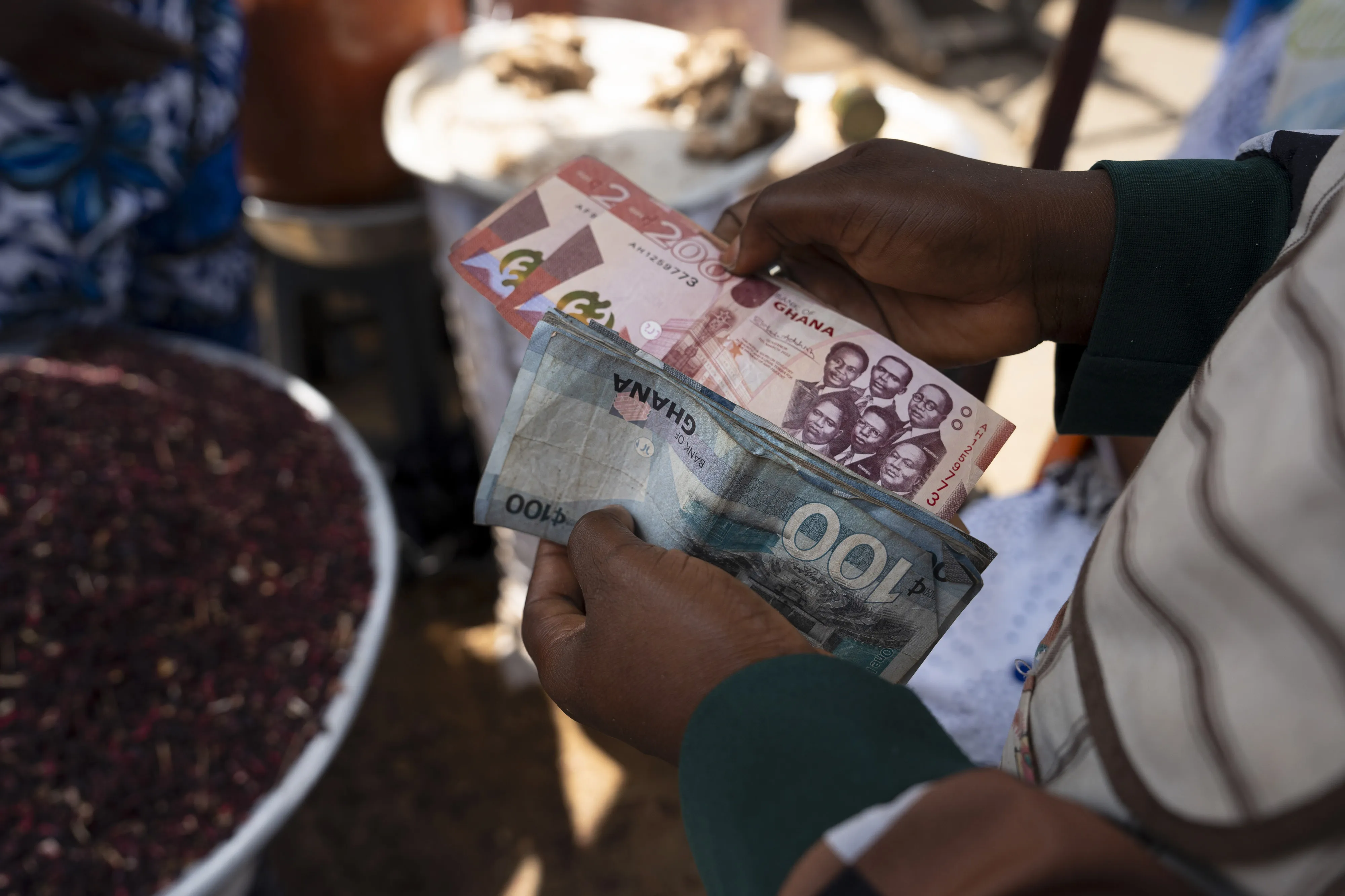 Ghana cedi banknotes.