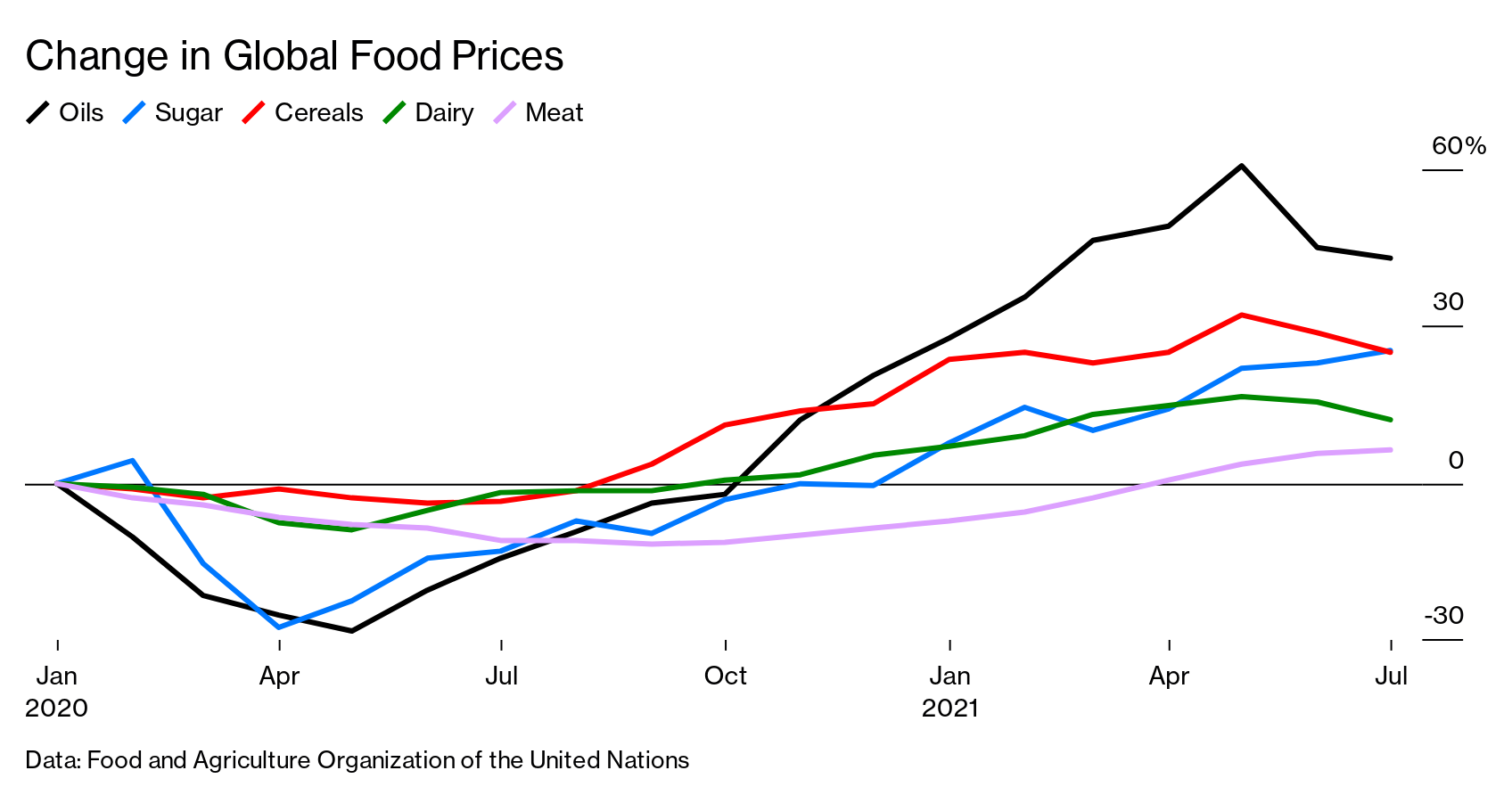 Food Prices Continue to Rise Sharply in 2021, Except Meat