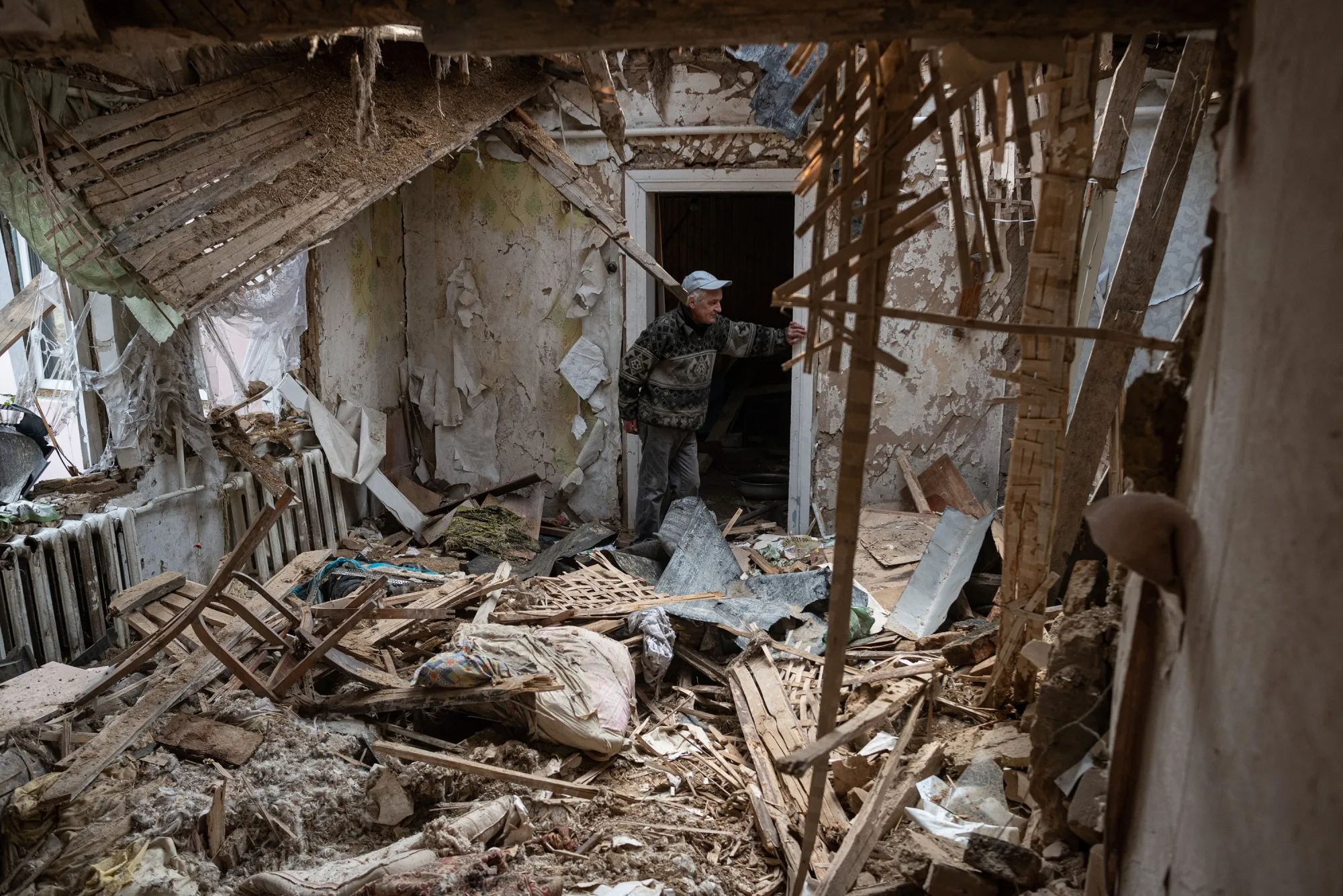 A resident in his heavily damaged house,&nbsp;in Fenevychi, Ukraine.&nbsp;