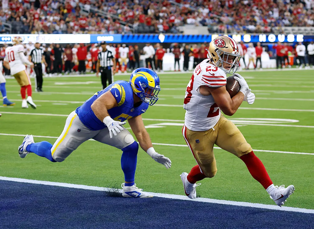 An NFL 2025 game between San Francisco 49ers and Los Angeles Rams in Inglewood, California, Oct. 2.