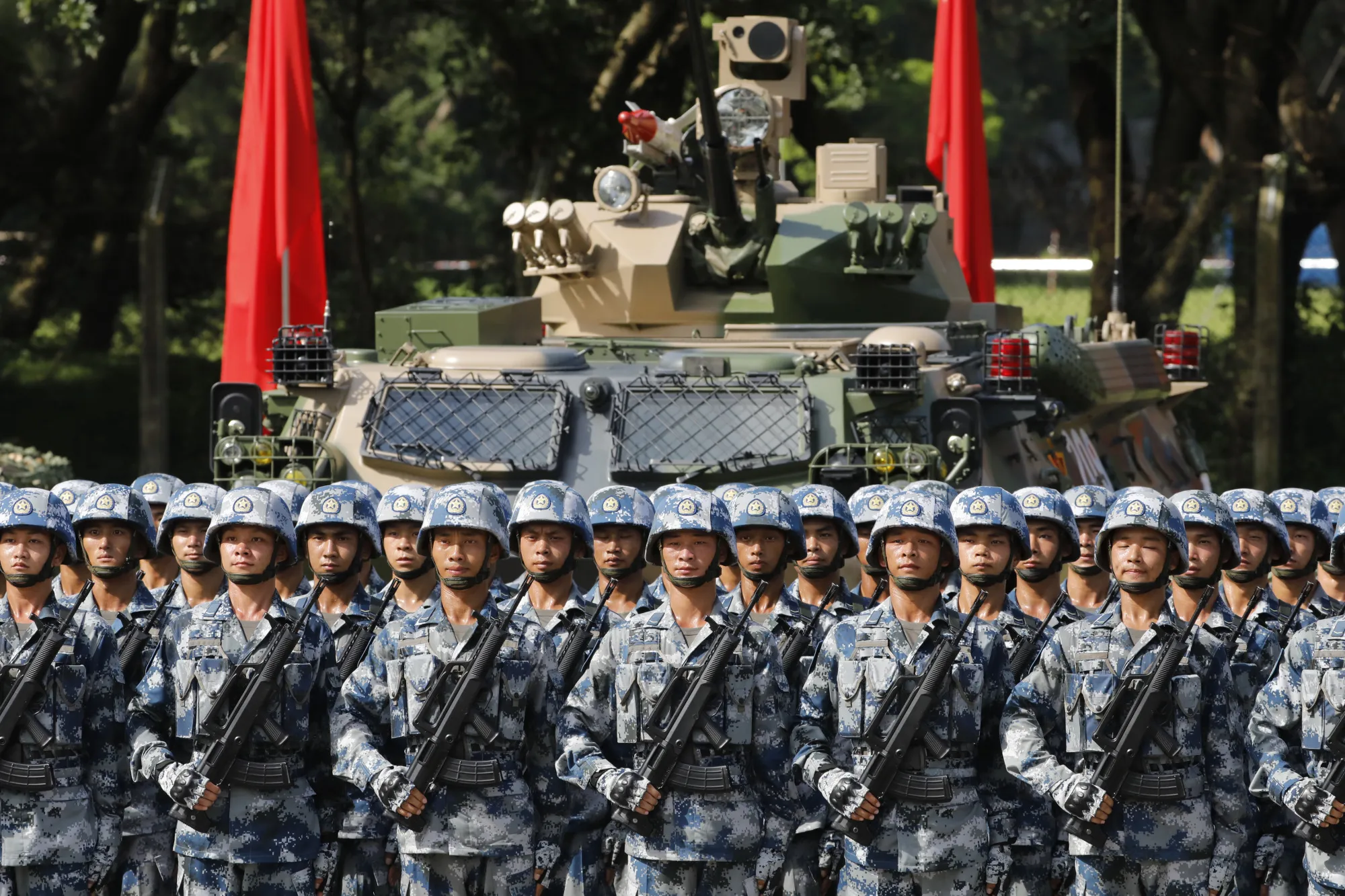 People's Liberation Army troops during a visit by Chinese President Xi Jinping.