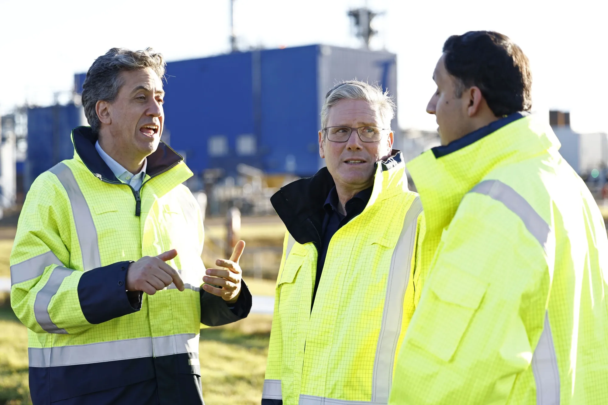 Ed Miliband, left, and Keir Starmer at a gas terminal in Peterhead, Scotland.
