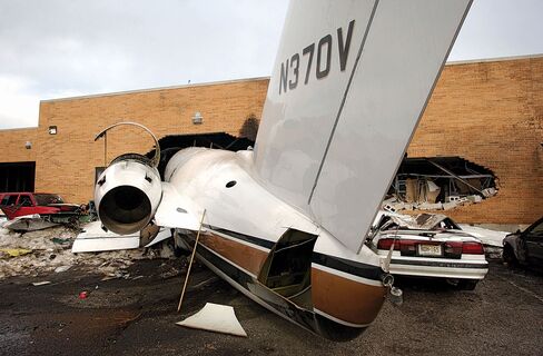A crash at Teterboro Airport in New Jersey on Feb. 2, 2005.