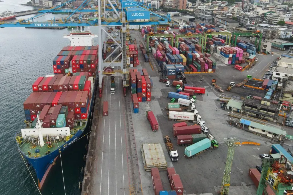 Containers&nbsp;at the Keelung harbour, Taiwan.