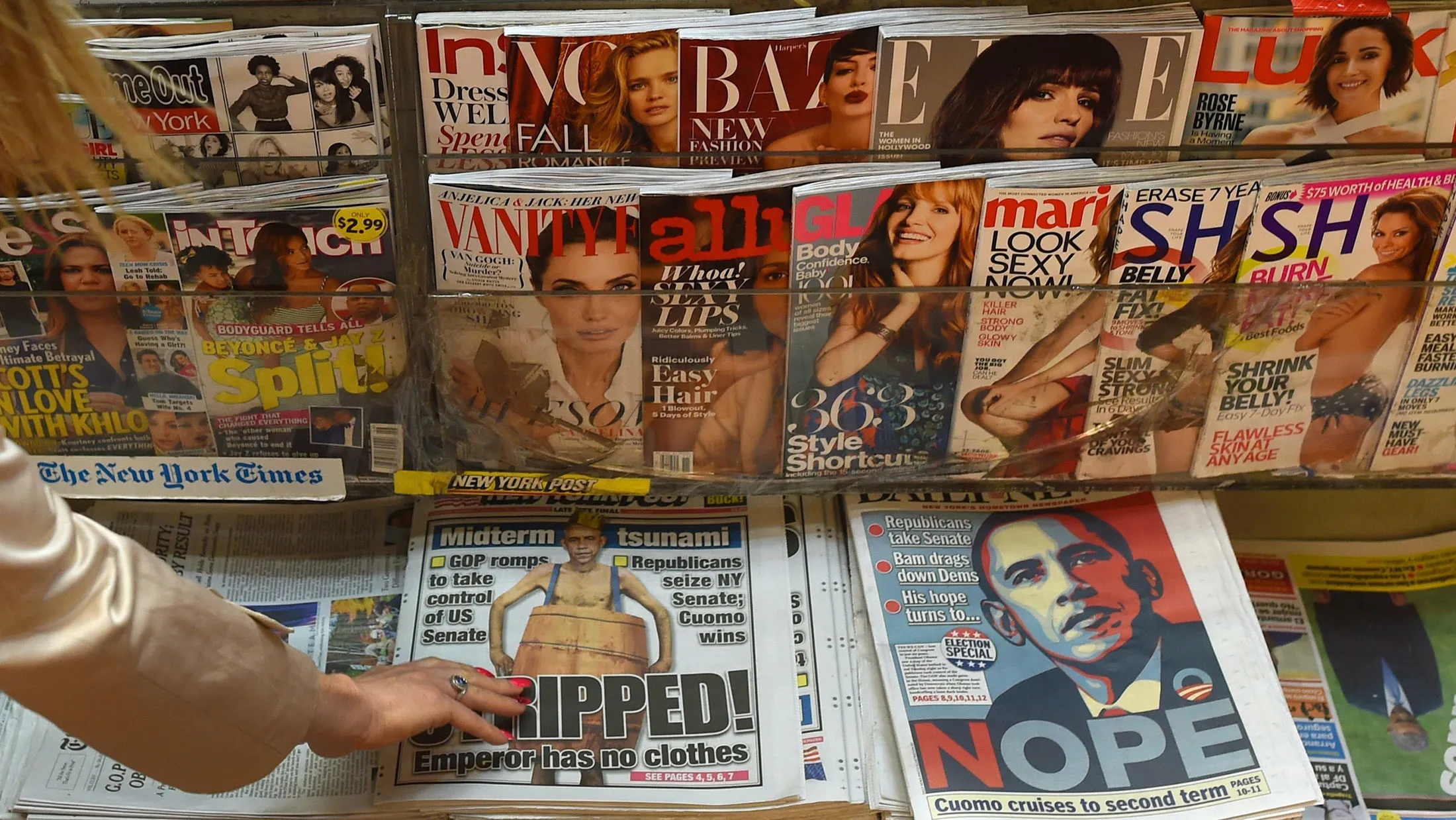 A newsstand in New York City.
