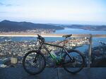 A bicycle overlooking the city of Bergen, Norway.