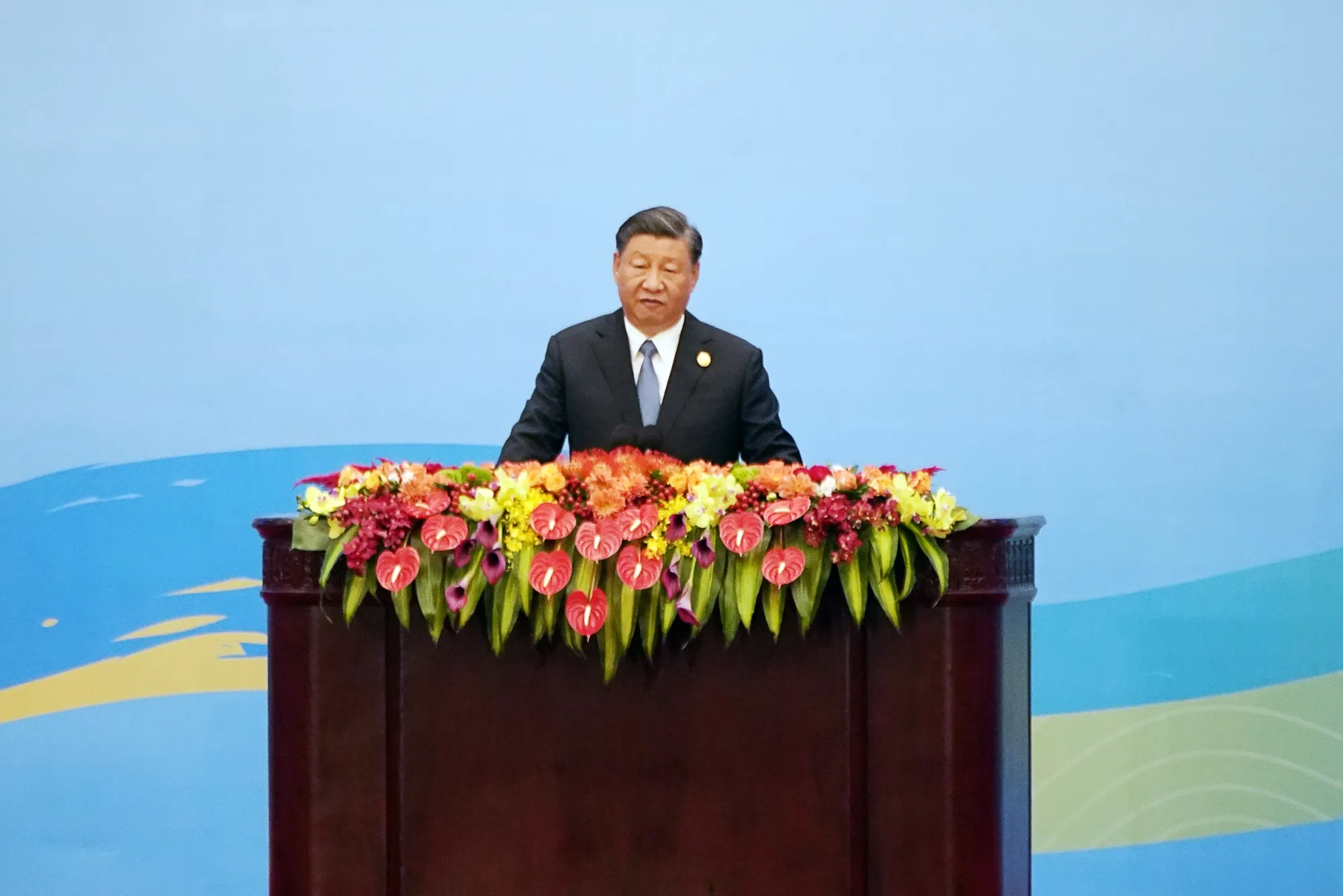 Xi Jinping during the opening ceremony at the Belt and Road Forum in Beijing on Oct. 18.