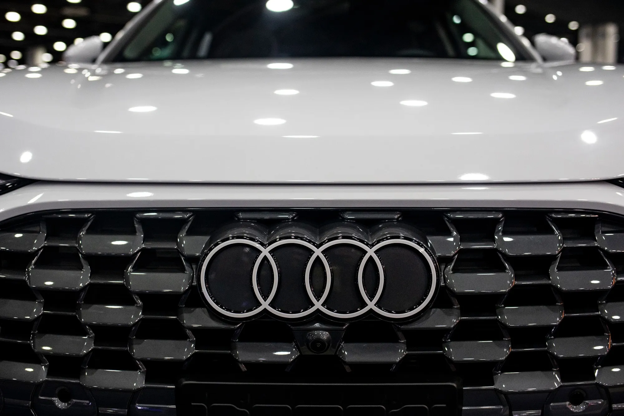 A badge on an Audi vehicle.