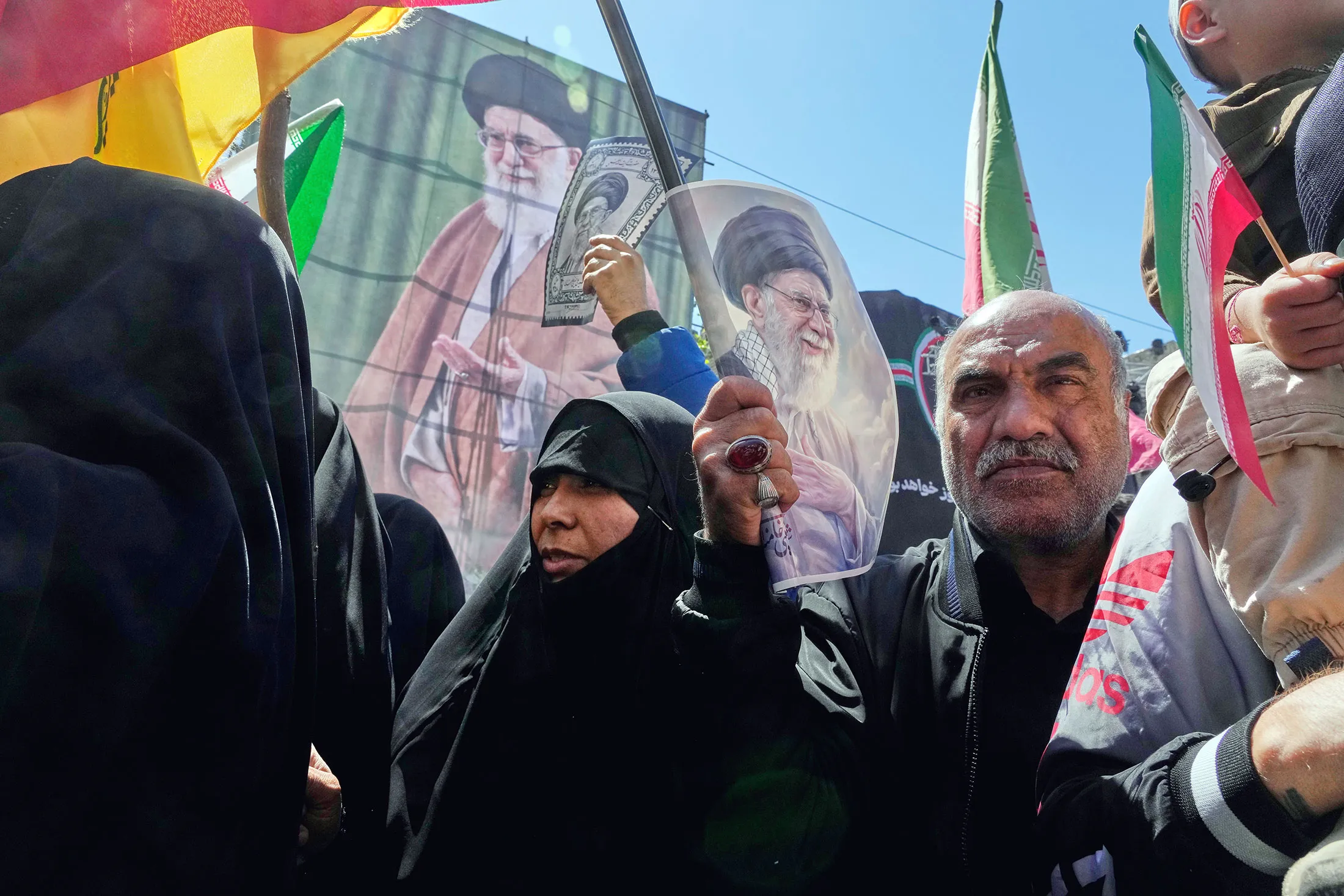 Mourners at a ceremony marking the 40th day since the killing of Iranian Supreme Leader Ayatollah Ali Khamenei, in Tehran, on April 9.