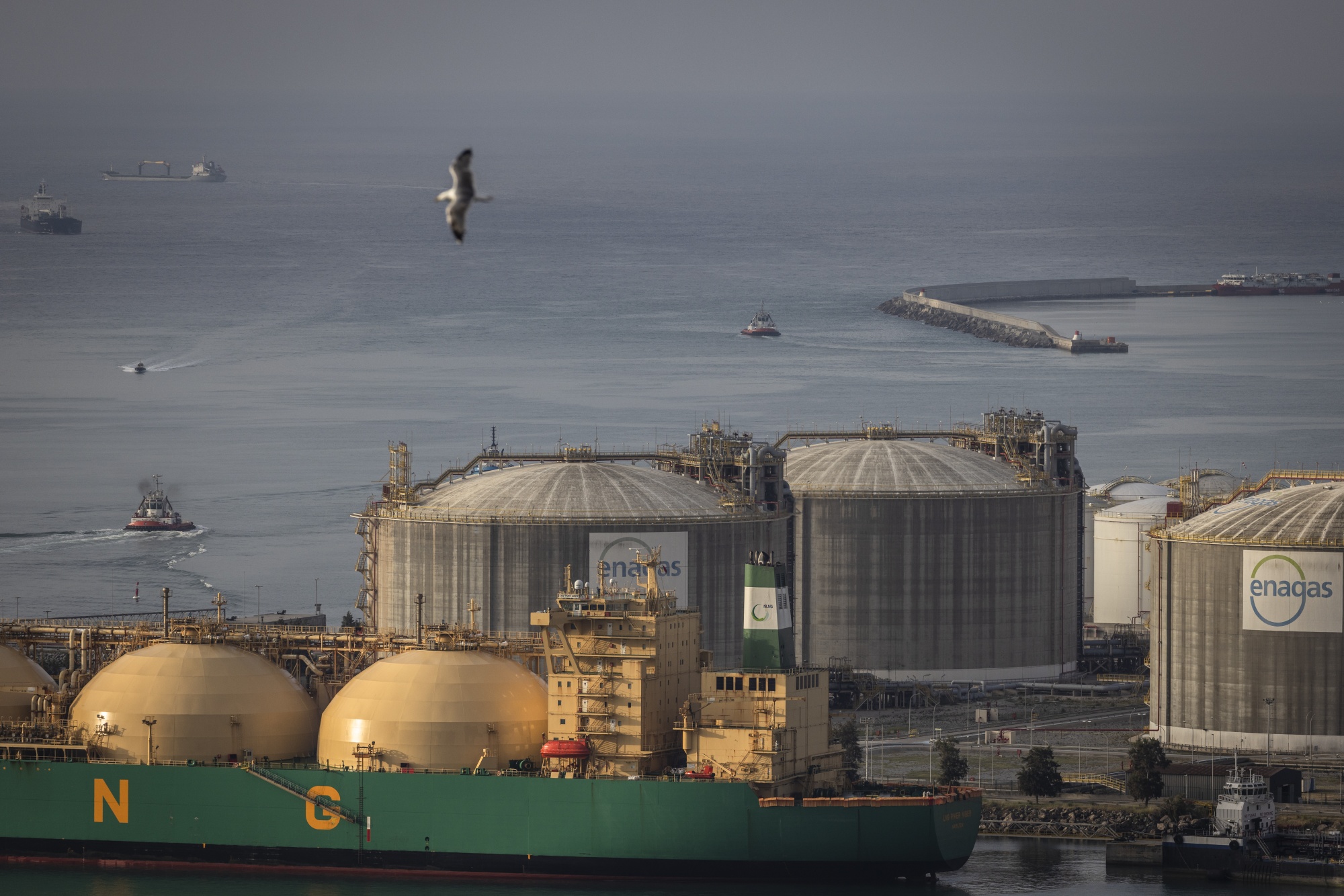A liquified natural gas tanker at the port of Barcelona. Photographer: Angel Garcia/Bloomberg