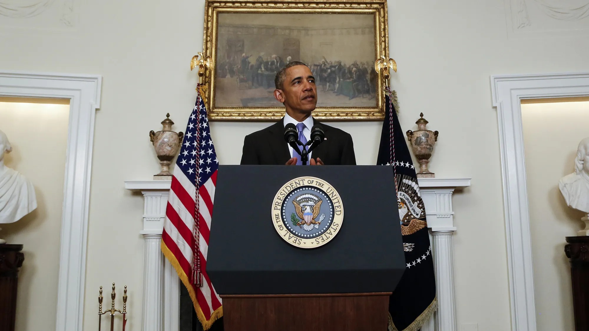 President Barack Obama delivers a statement at the White House on Jan. 17, 2016.
