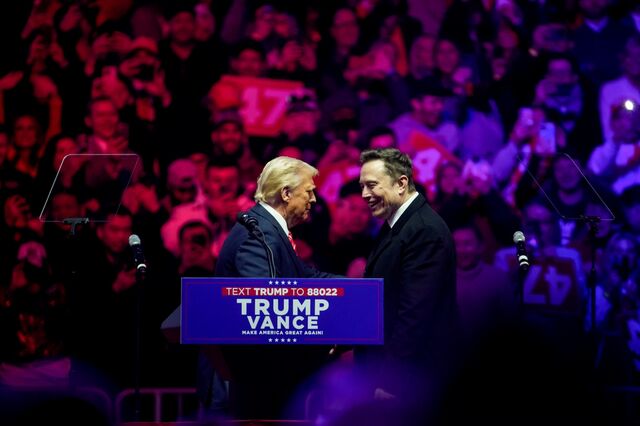 Trump and Musk during a rally in Washington DC on Jan. 19, 2025.