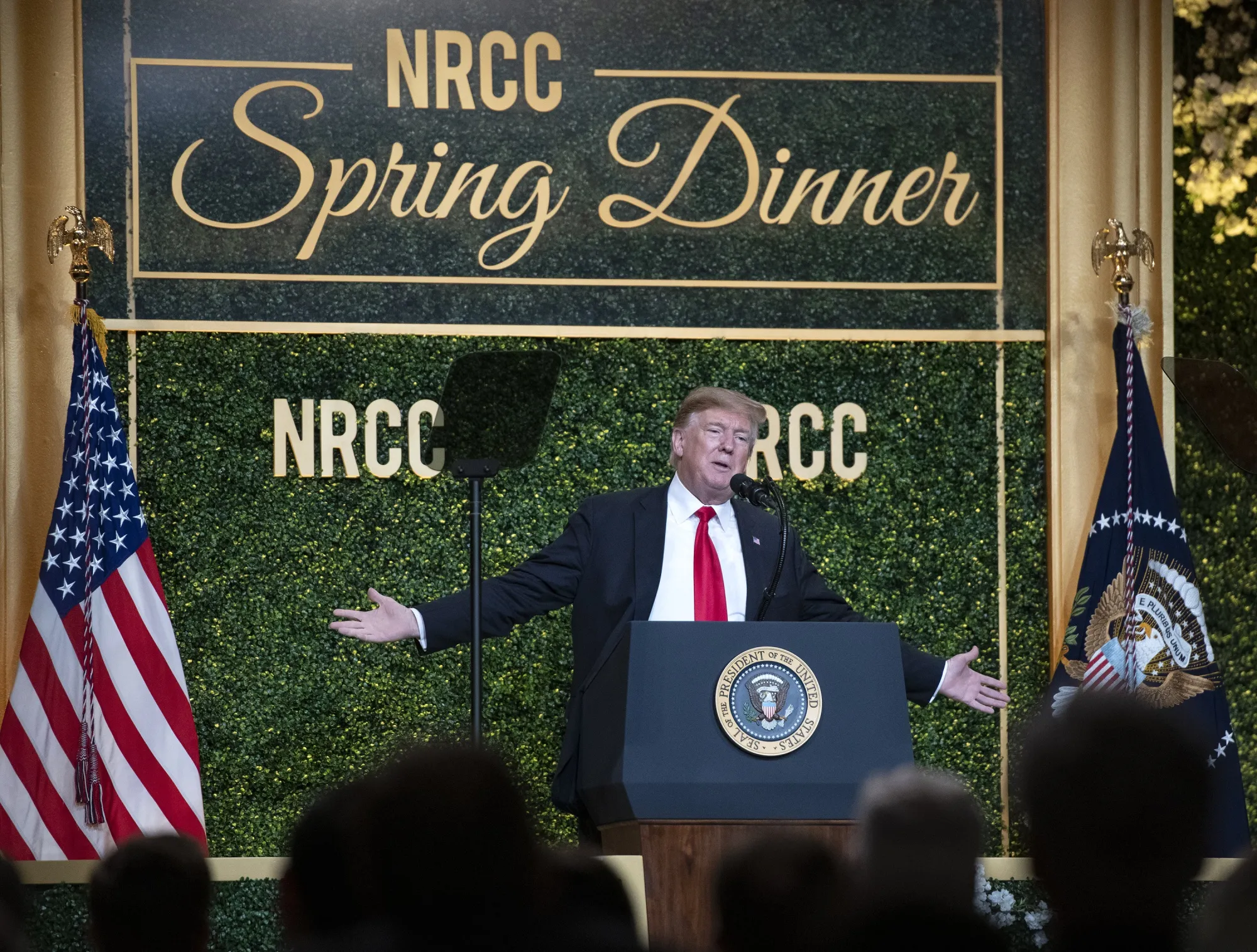 President Donald Trump speaks during the National Republican Congressional Committee Annual Spring Dinner in Washington on&nbsp;April 2, 2019.&nbsp;